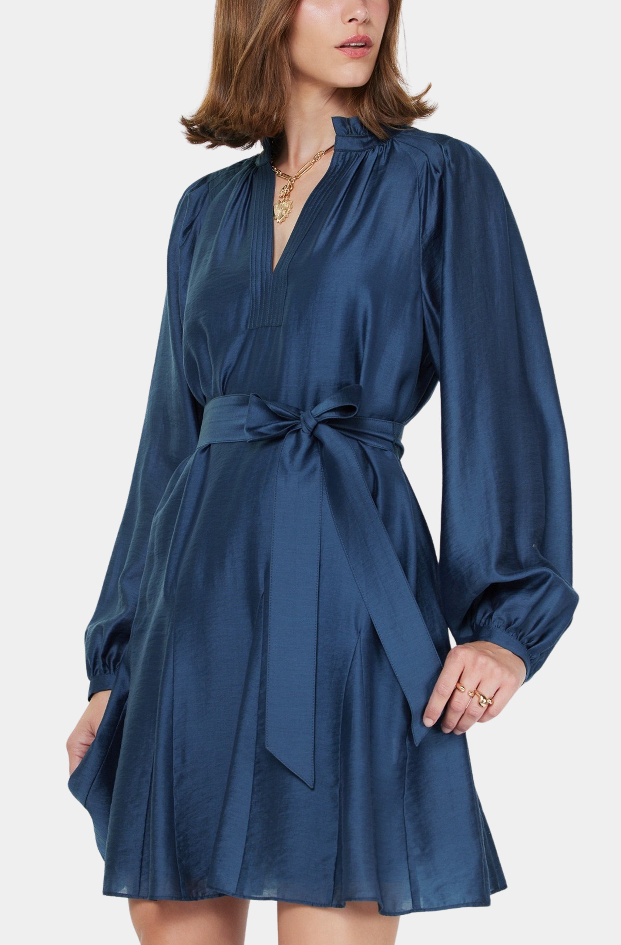 sapphire blue satin dress Loren Dress – Hemline Mobile