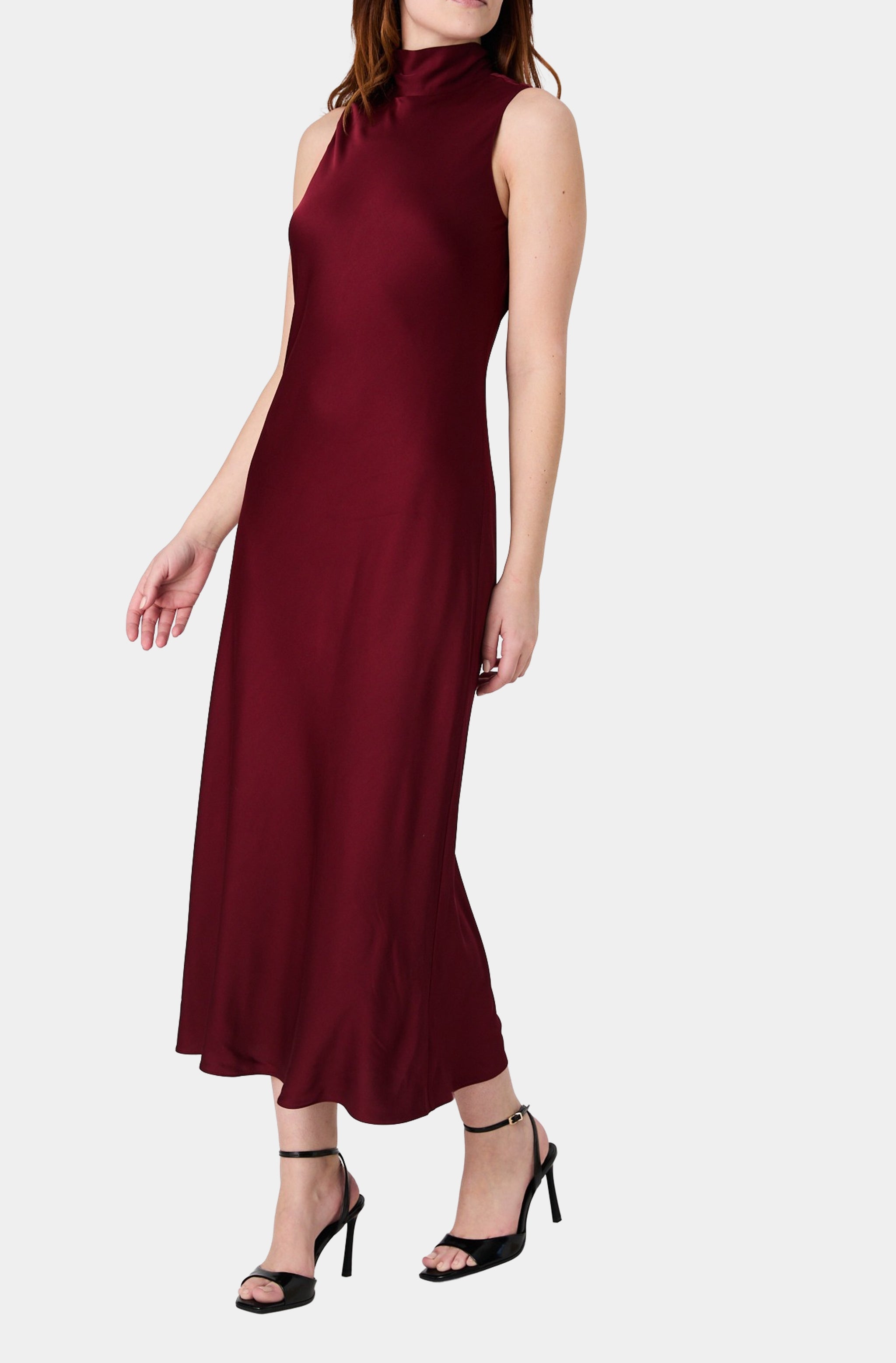 Ennis Satin Sleeveless Bow Midi Dress – Hemline Mobile