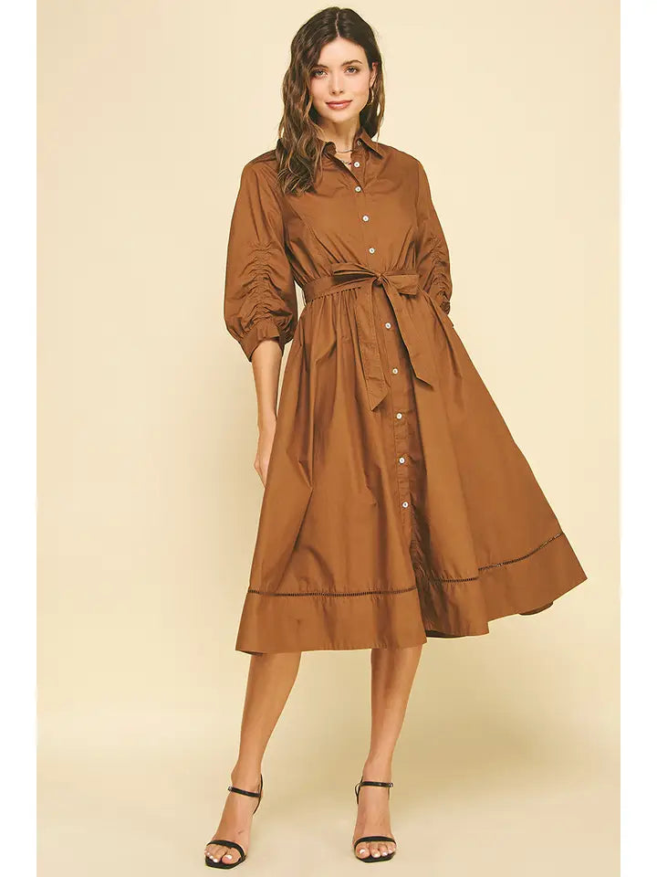 Eyelet Detailed Button Down Midi Dress – Hemline Mobile