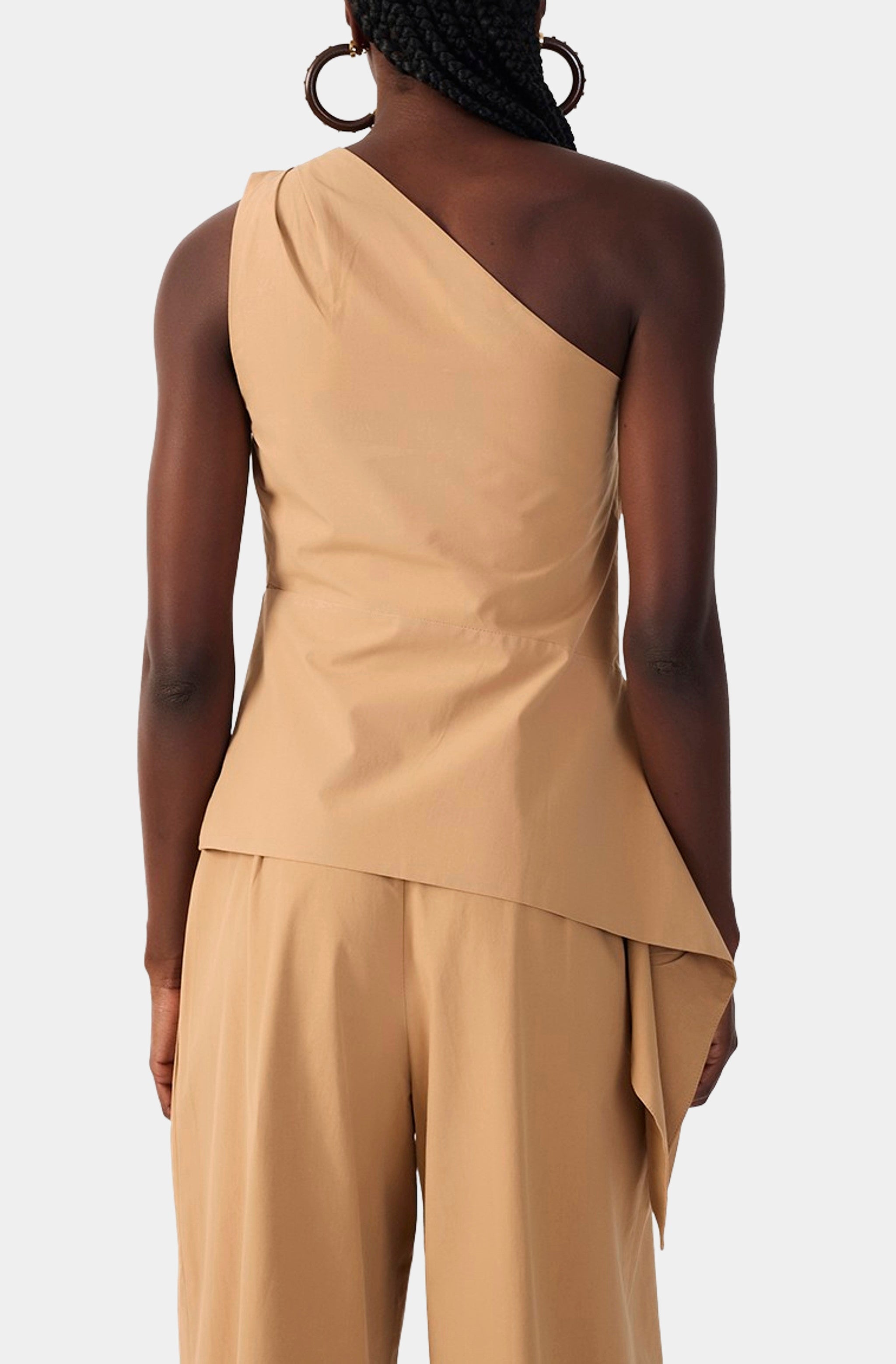 Asymmetric One-Shoulder Cotton Blouse