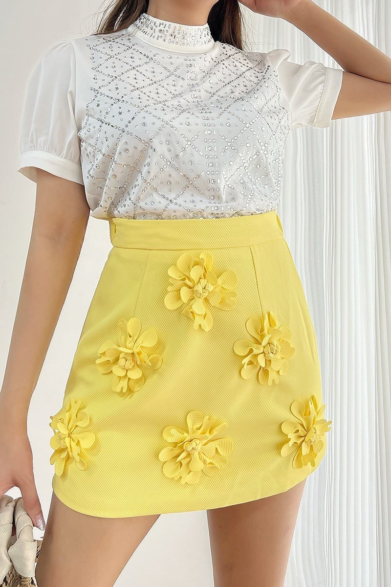 Embroidered Floral Skirt