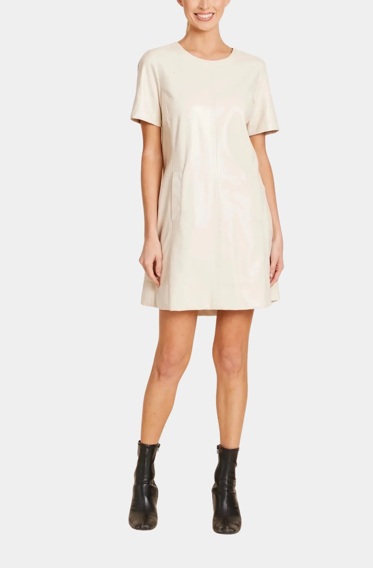 Faux Leather Pleat Dress