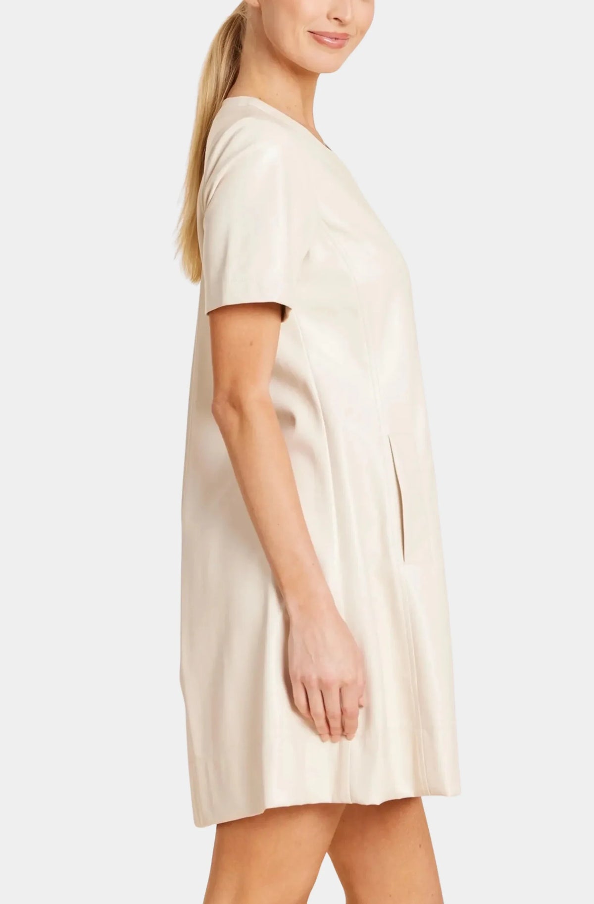 Faux Leather Pleat Dress