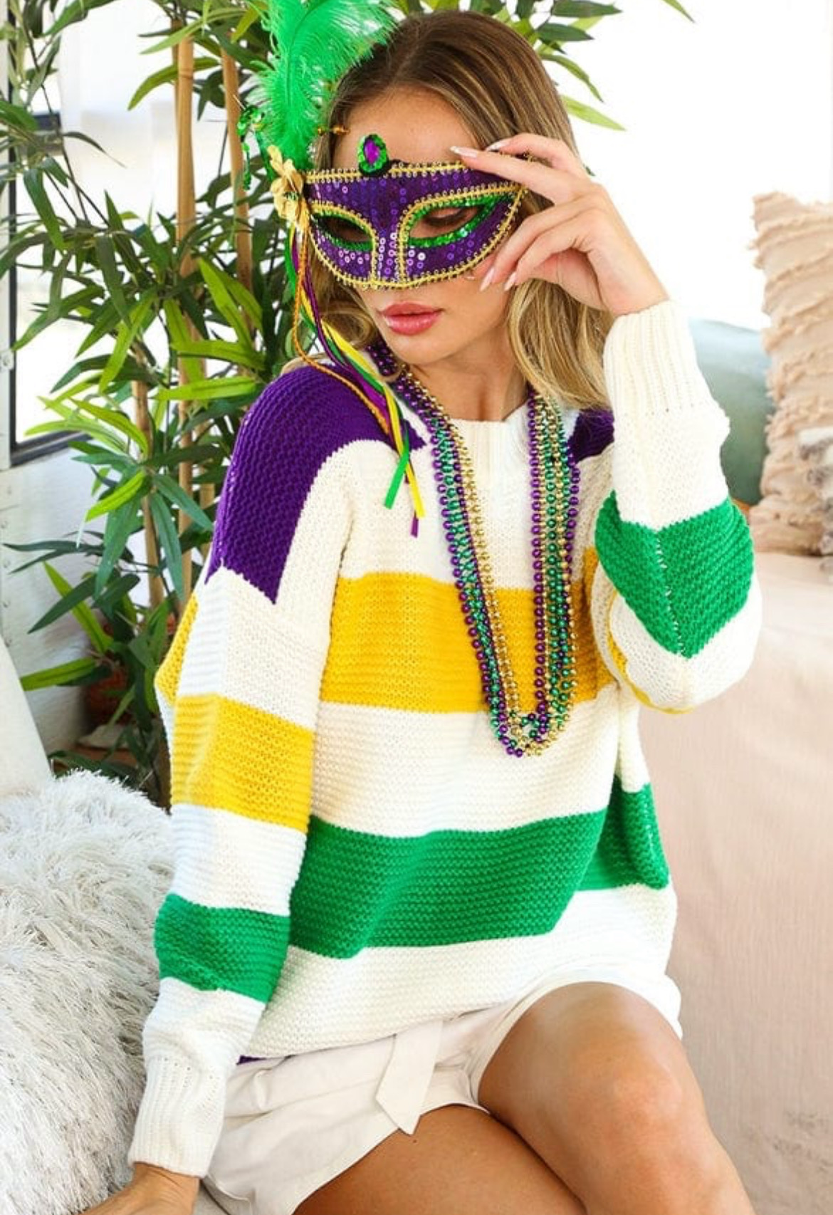 Mardi Gras Colorblock Sweater
