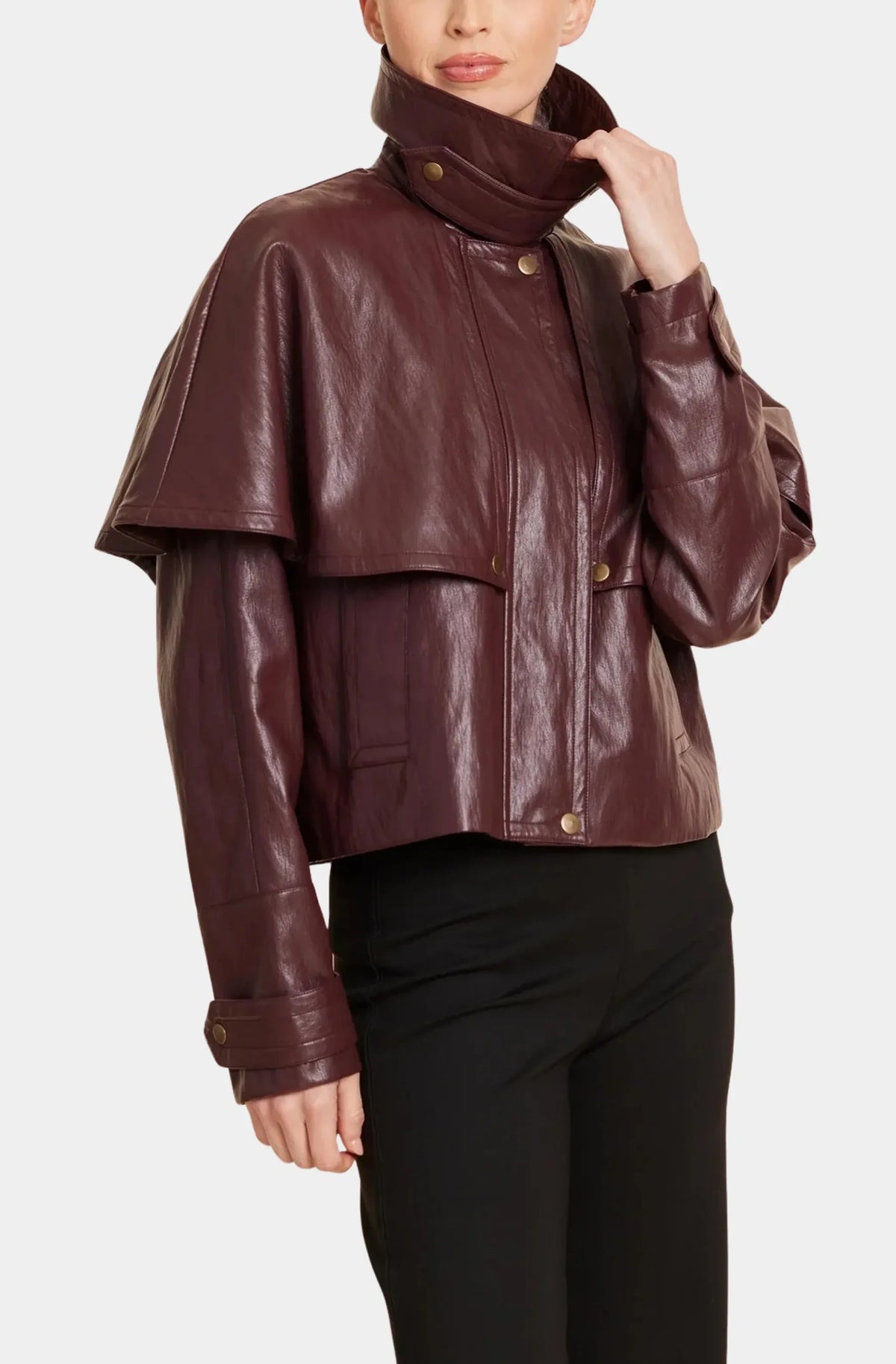 Faux Leather Cape Jacket