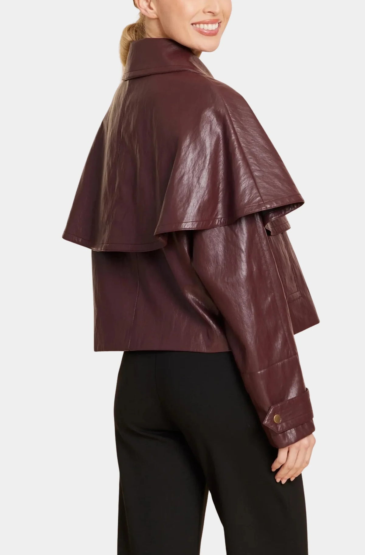 Faux Leather Cape Jacket