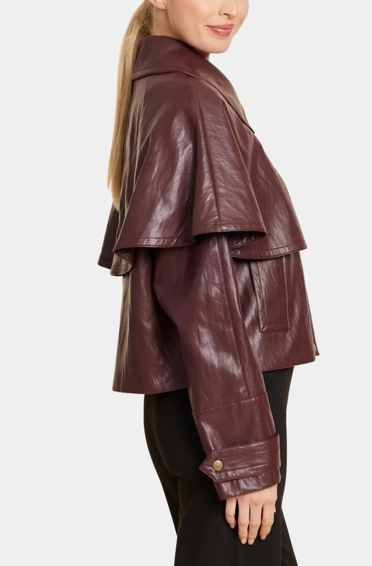 Faux Leather Cape Jacket