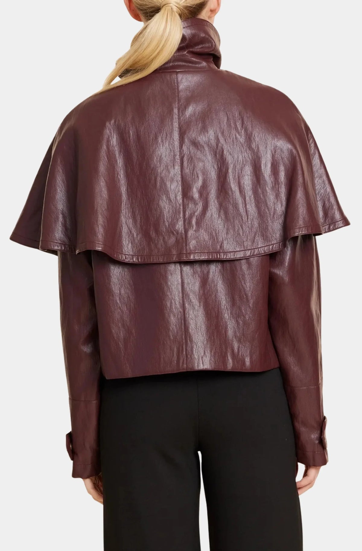 Faux Leather Cape Jacket
