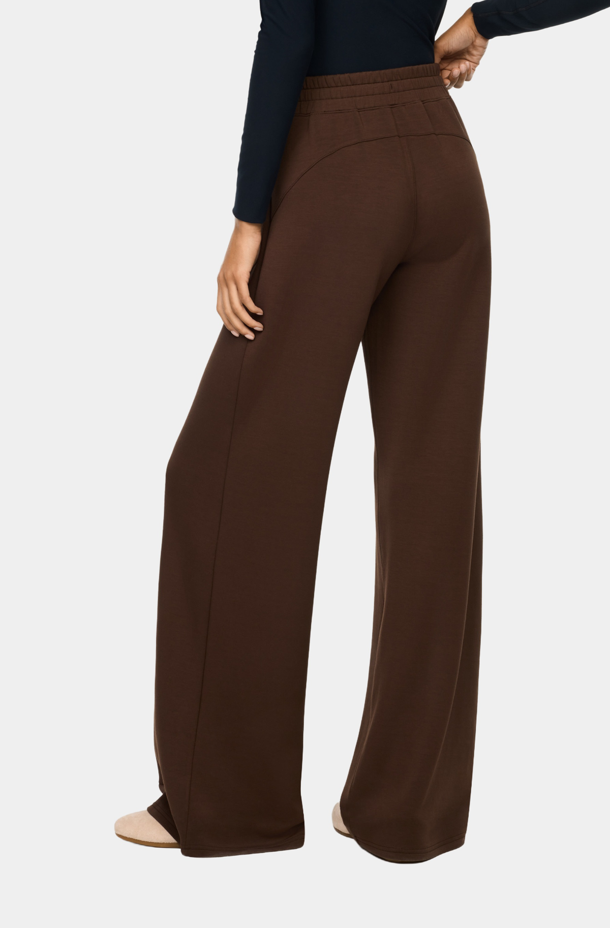 Spanx AirEssentials Wide Leg Pants in Umber Root, back view