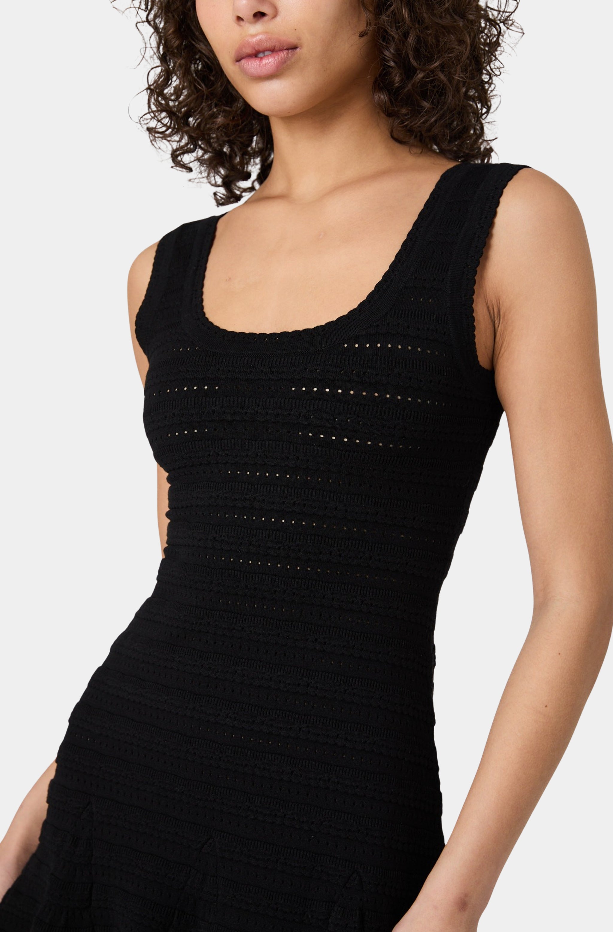 Cecilia Knit Pointelle Flare Mini Dress