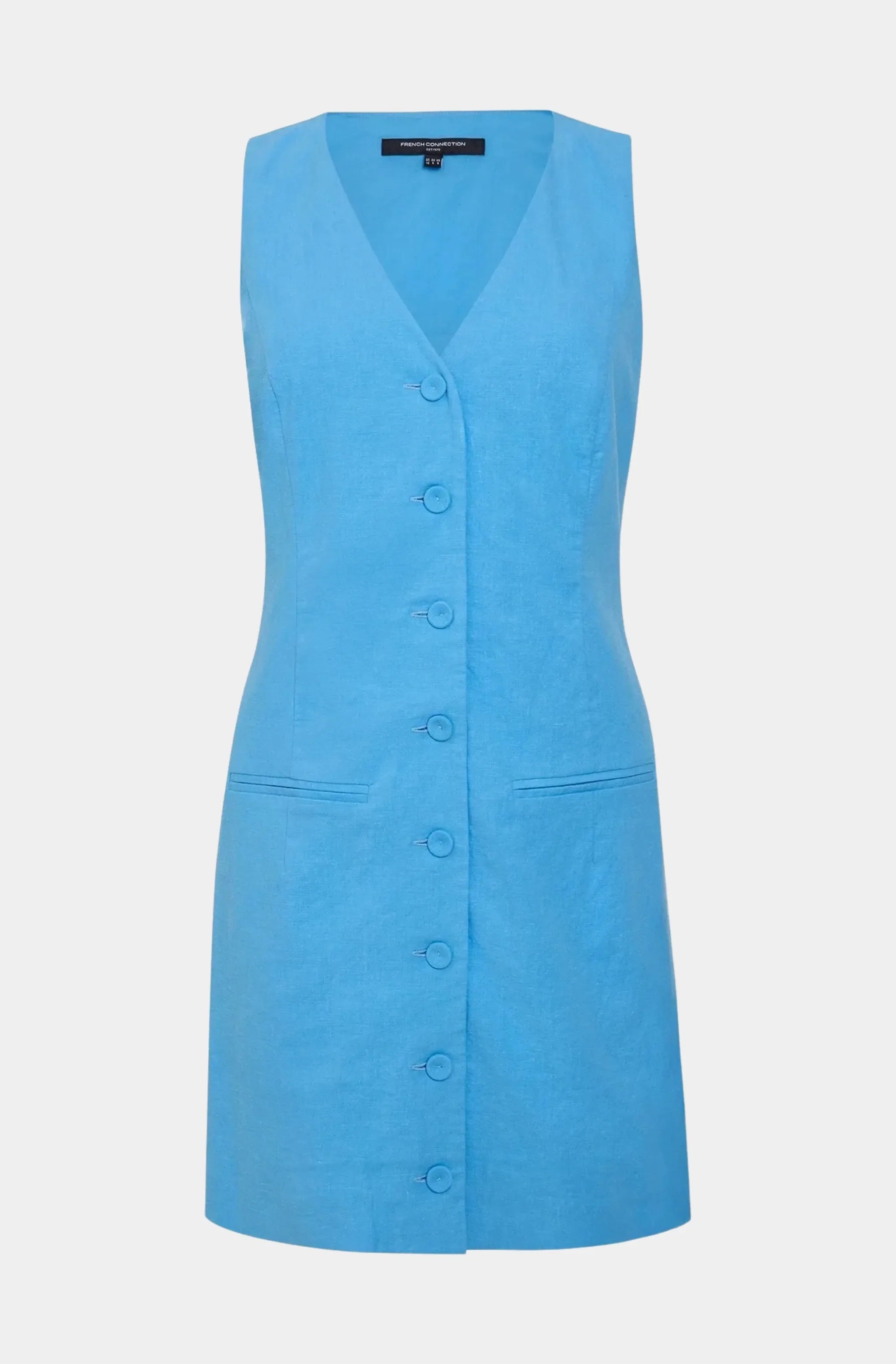 Aspen Linen Sleeveless Blue A-Line Mini Dress