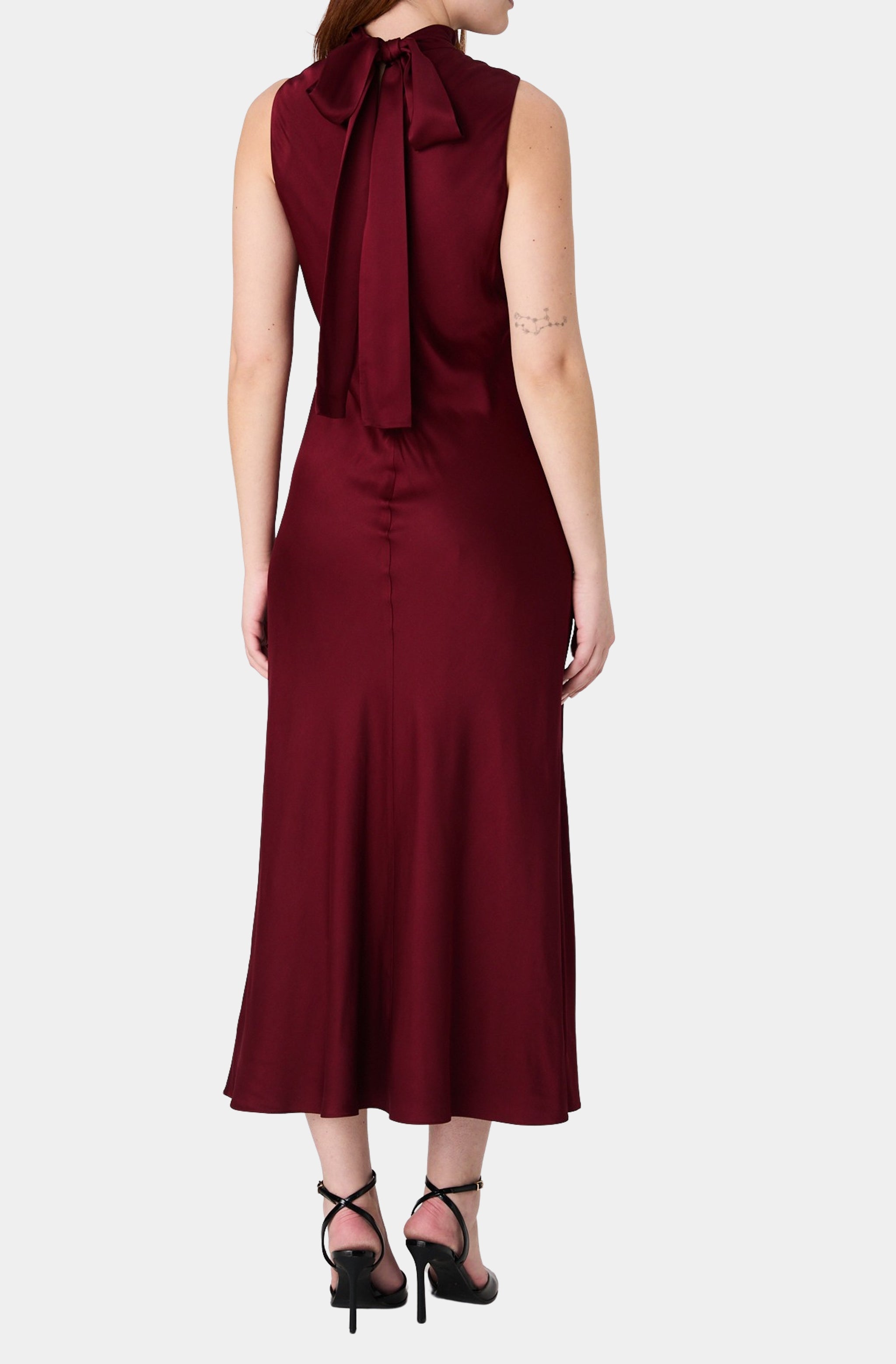 Ennis Satin Sleeveless Bow Midi Dress Hemline Mobile Ennis Satin Sleeveless Bow Midi Dress Hemline Mobile