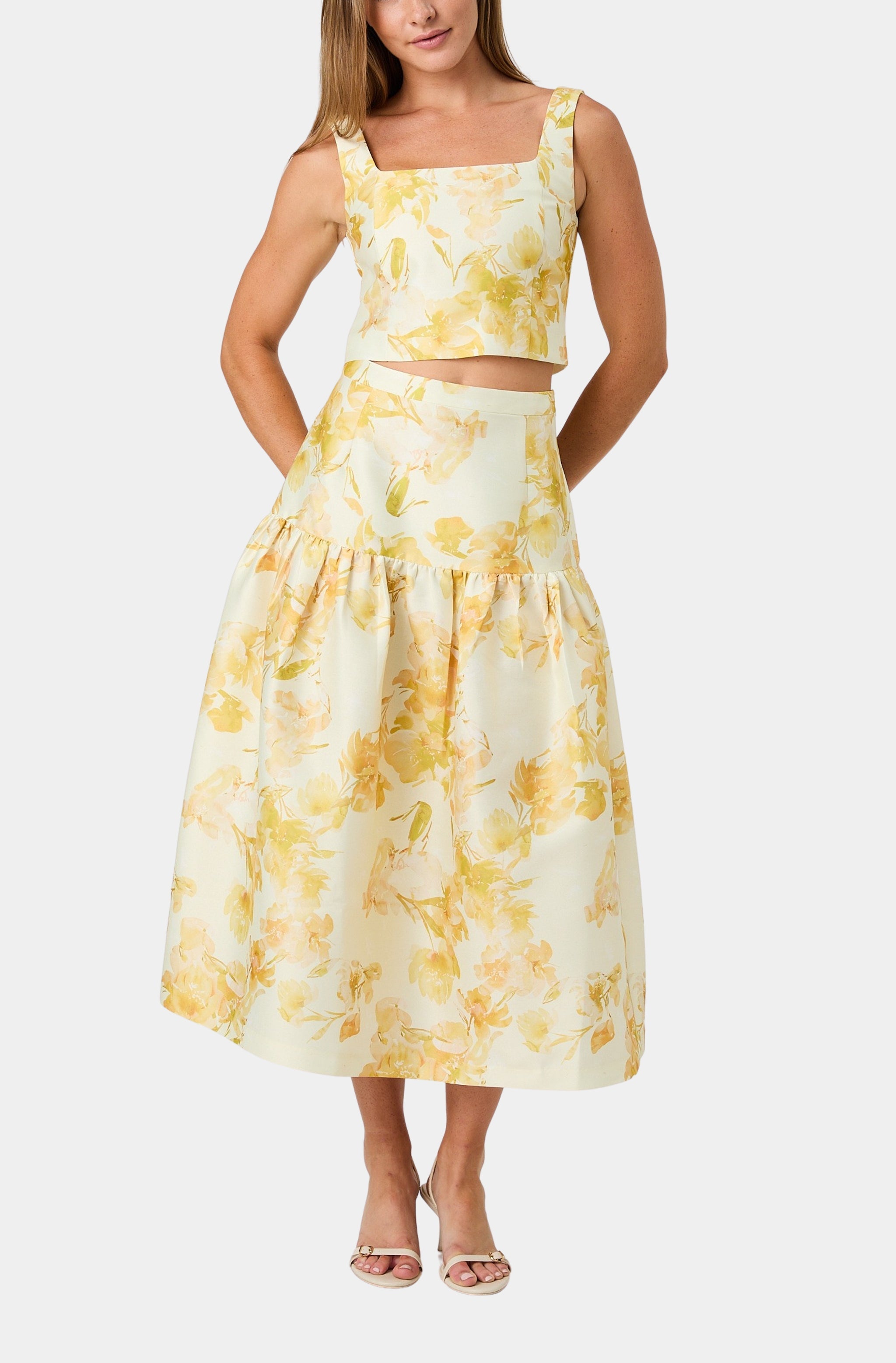 Structured Taffeta Sophie Fleur Cropped Top