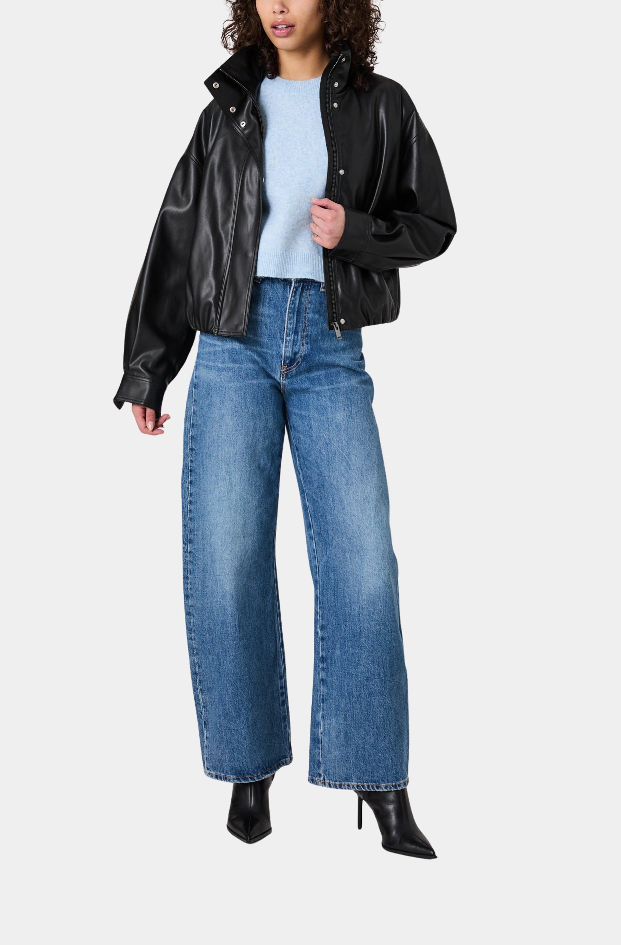 Dessa Faux Leather Bomber Jacket