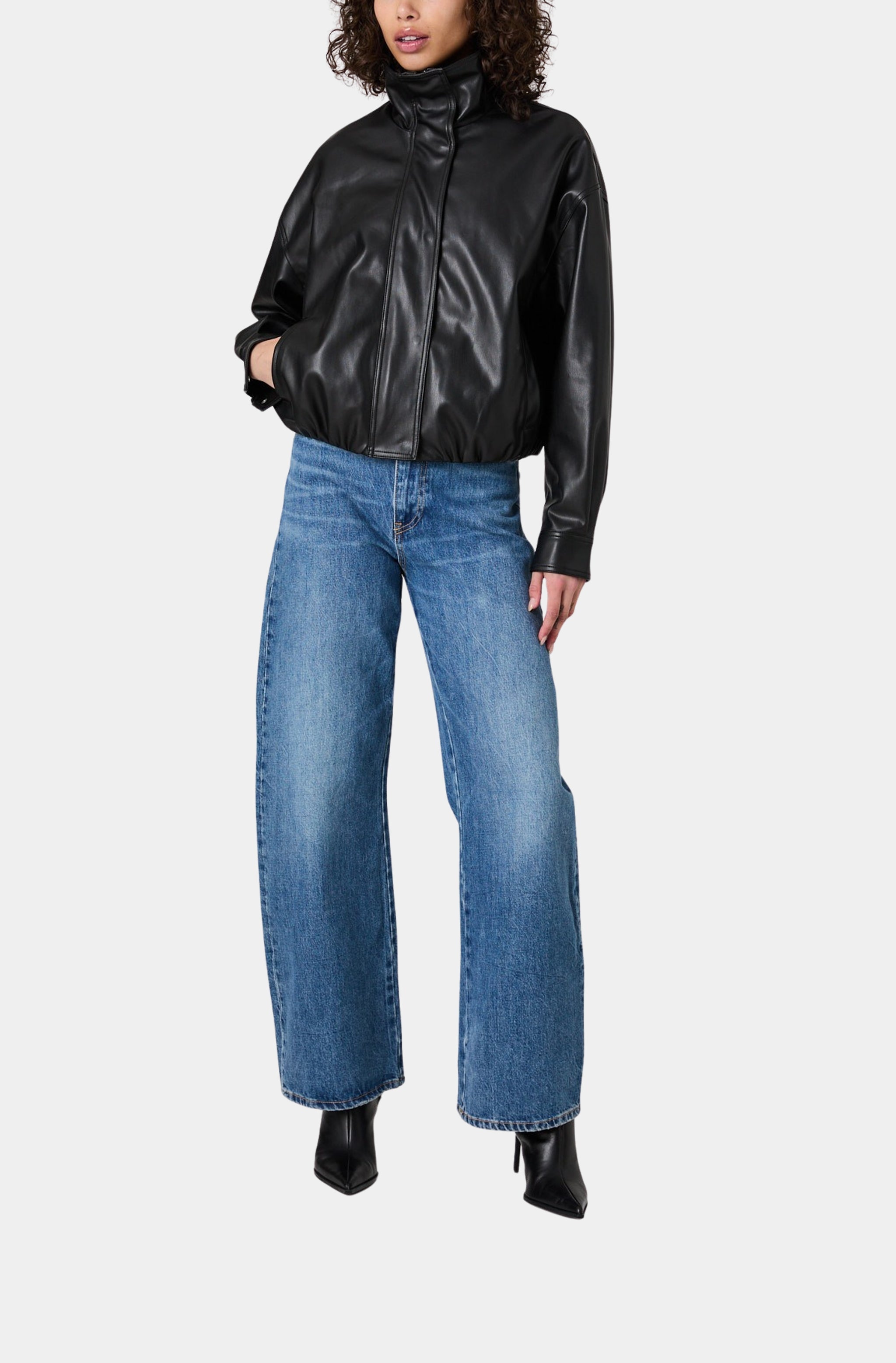 Dessa Faux Leather Bomber Jacket