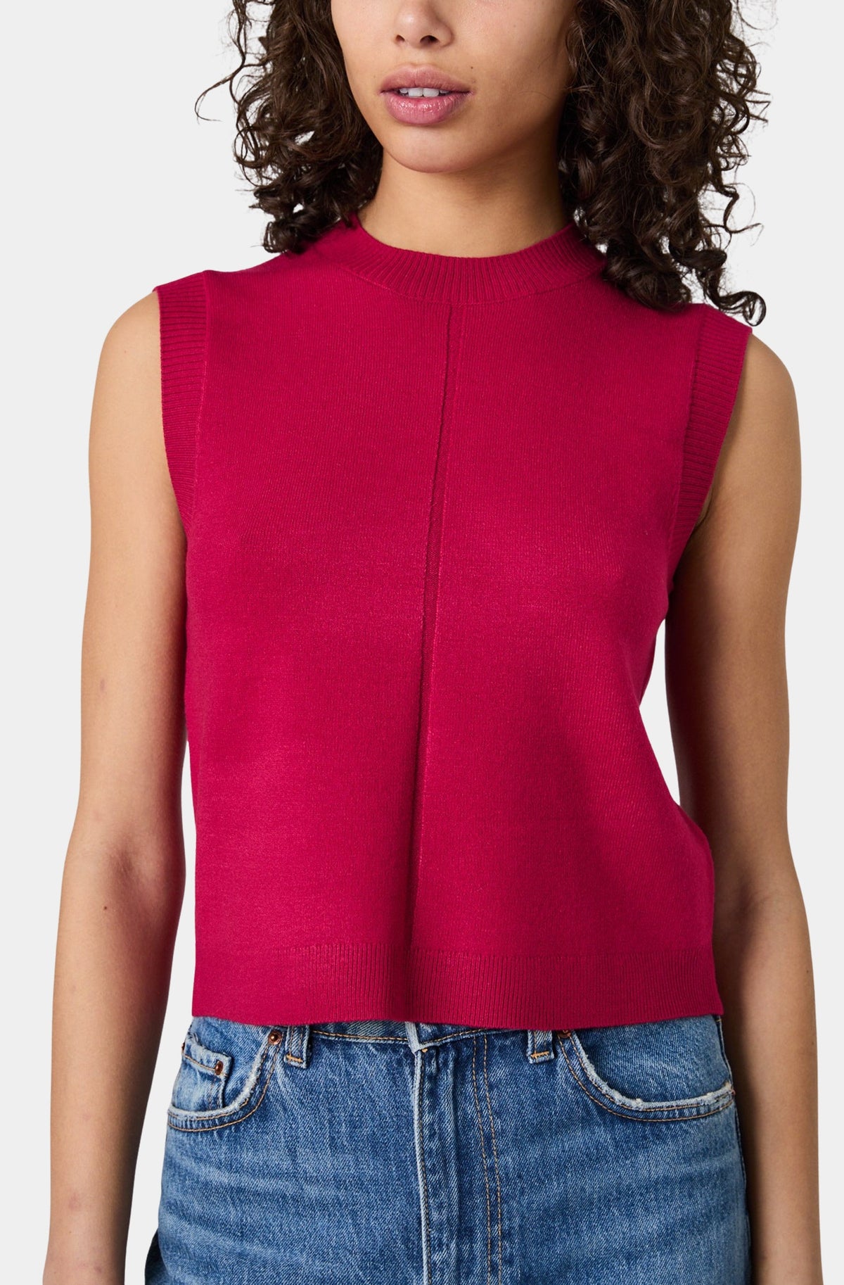 Babysoft Vertical Tick Crewneck Sleeveless Top