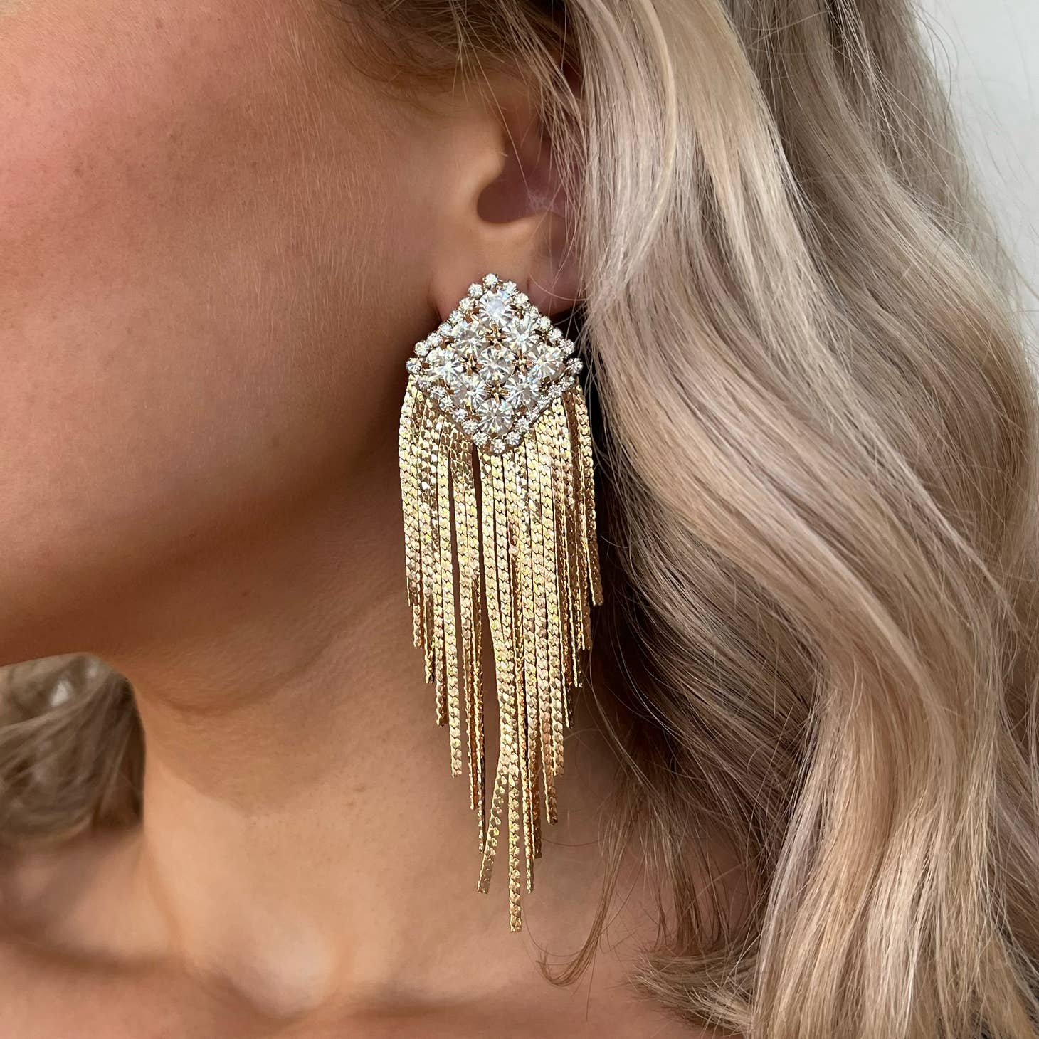 Diamond Fringe Drop Earrings