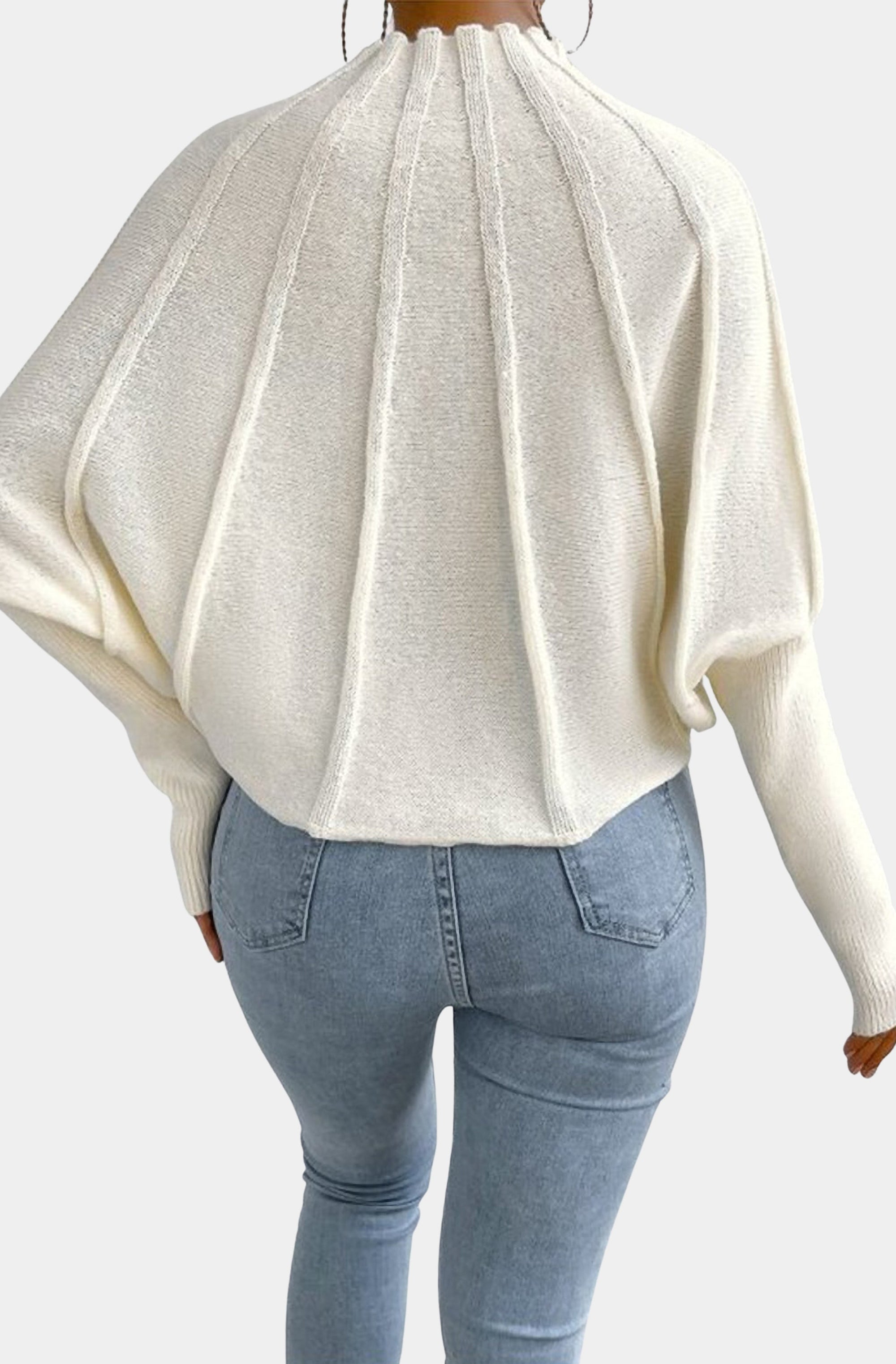 Mock Neck Batwing Sleeve Sweater