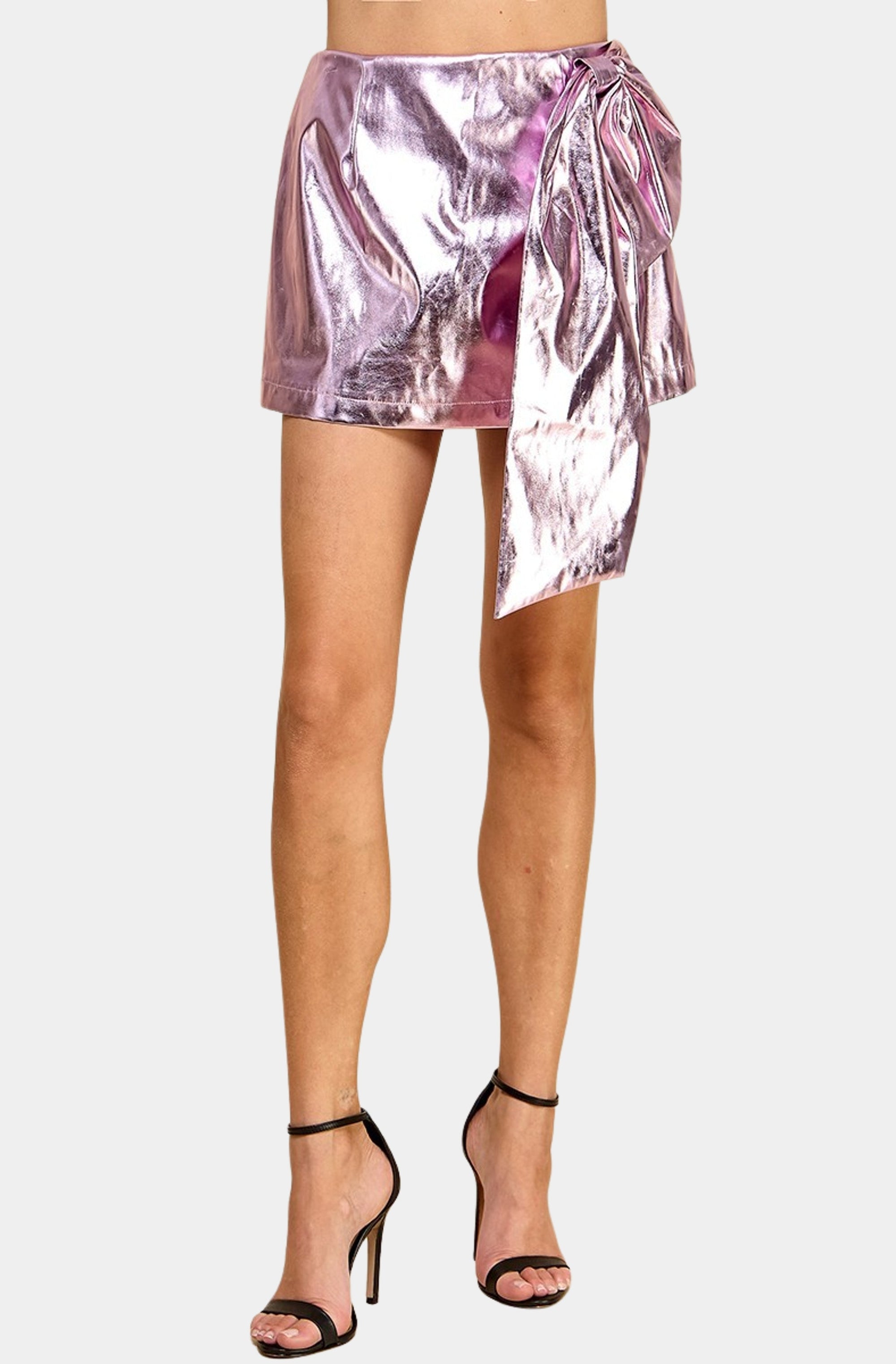 Side Bow Detail Metallic Skort