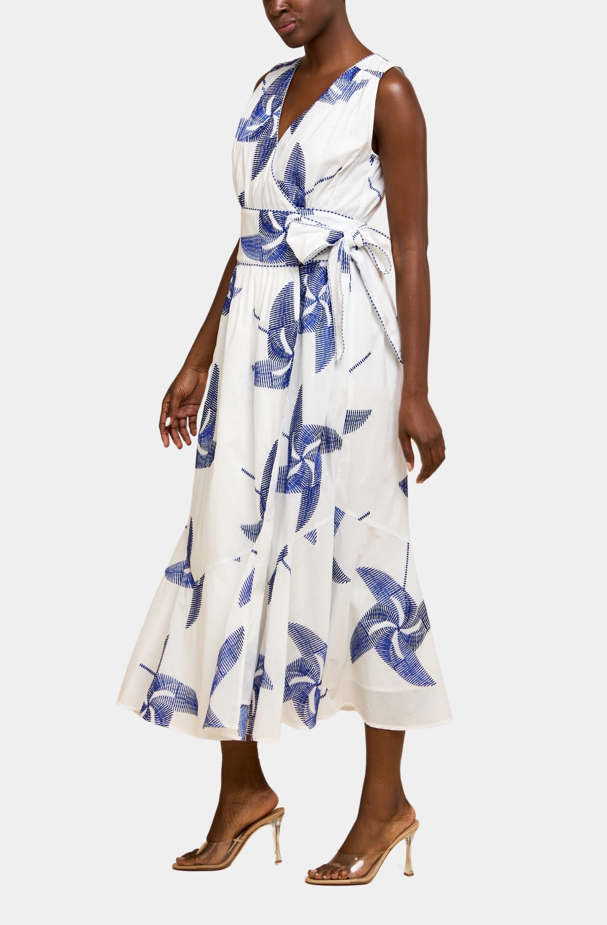 Kaiden Embroidered Pinwheel Maxi Wrap Dress