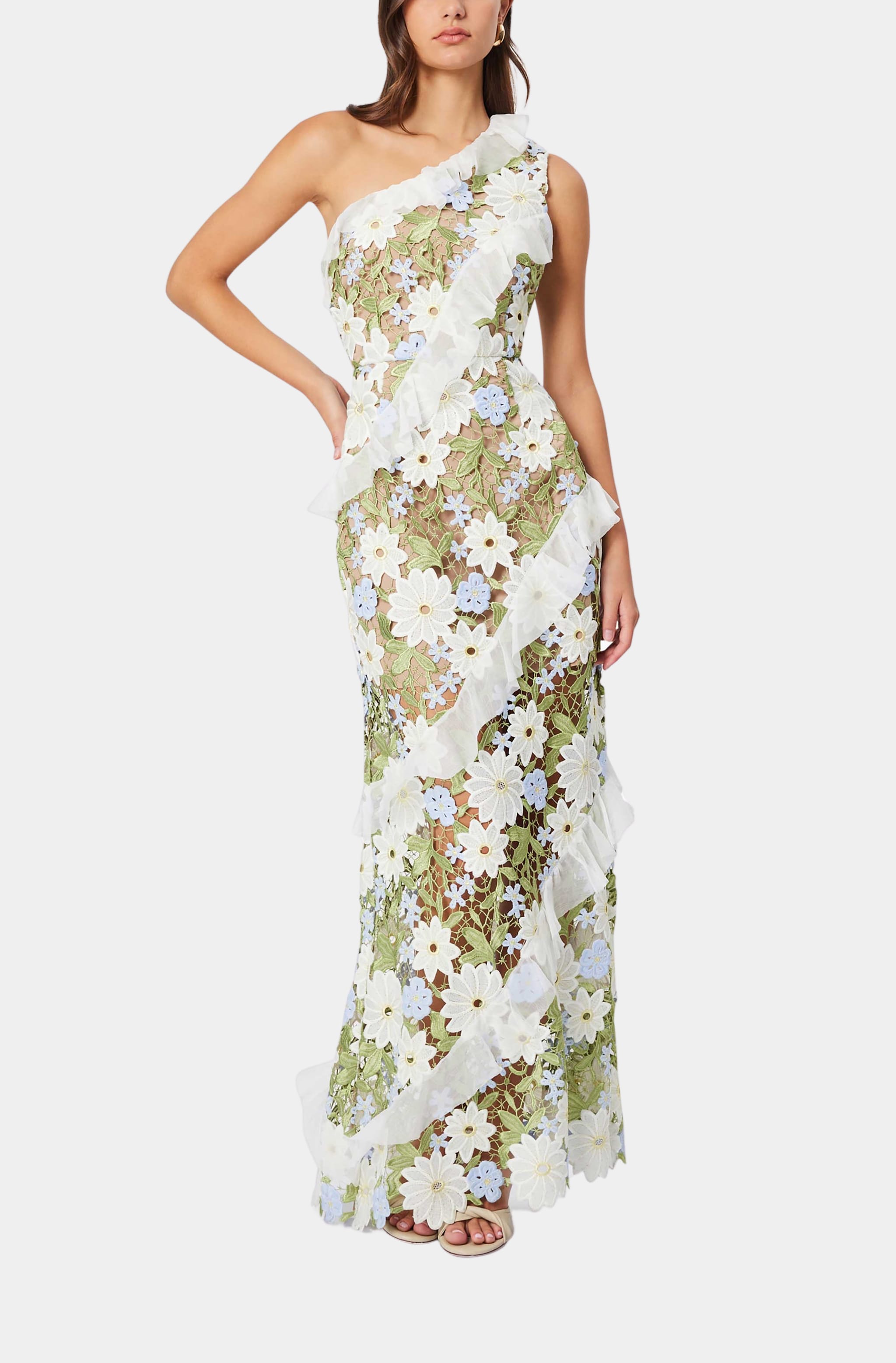 elliatt flora maxi dress Flora Strapless Gown - Pink & Green Floral - XXL