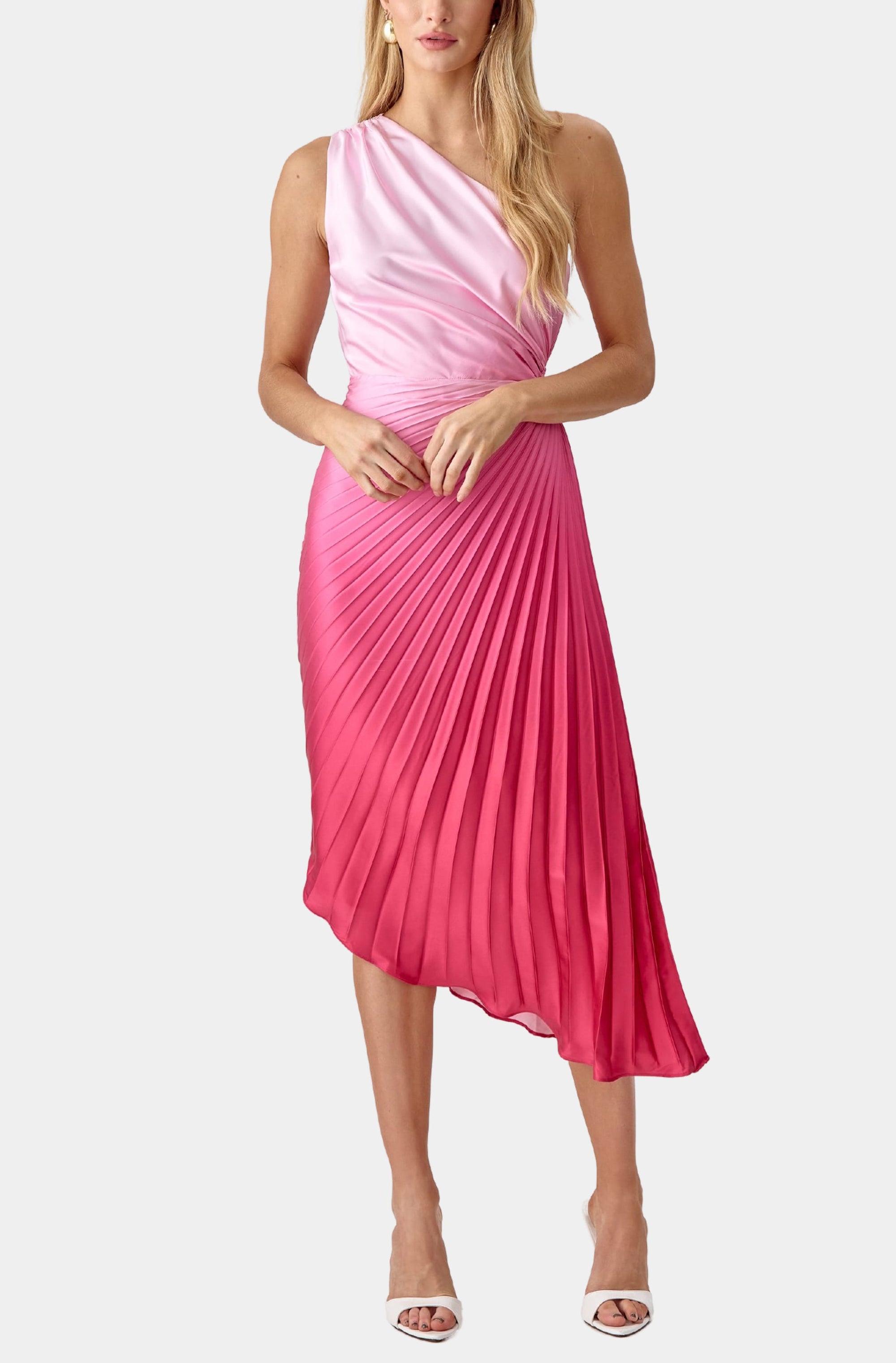 Madina Ombre Pleated One Shoulder Dress