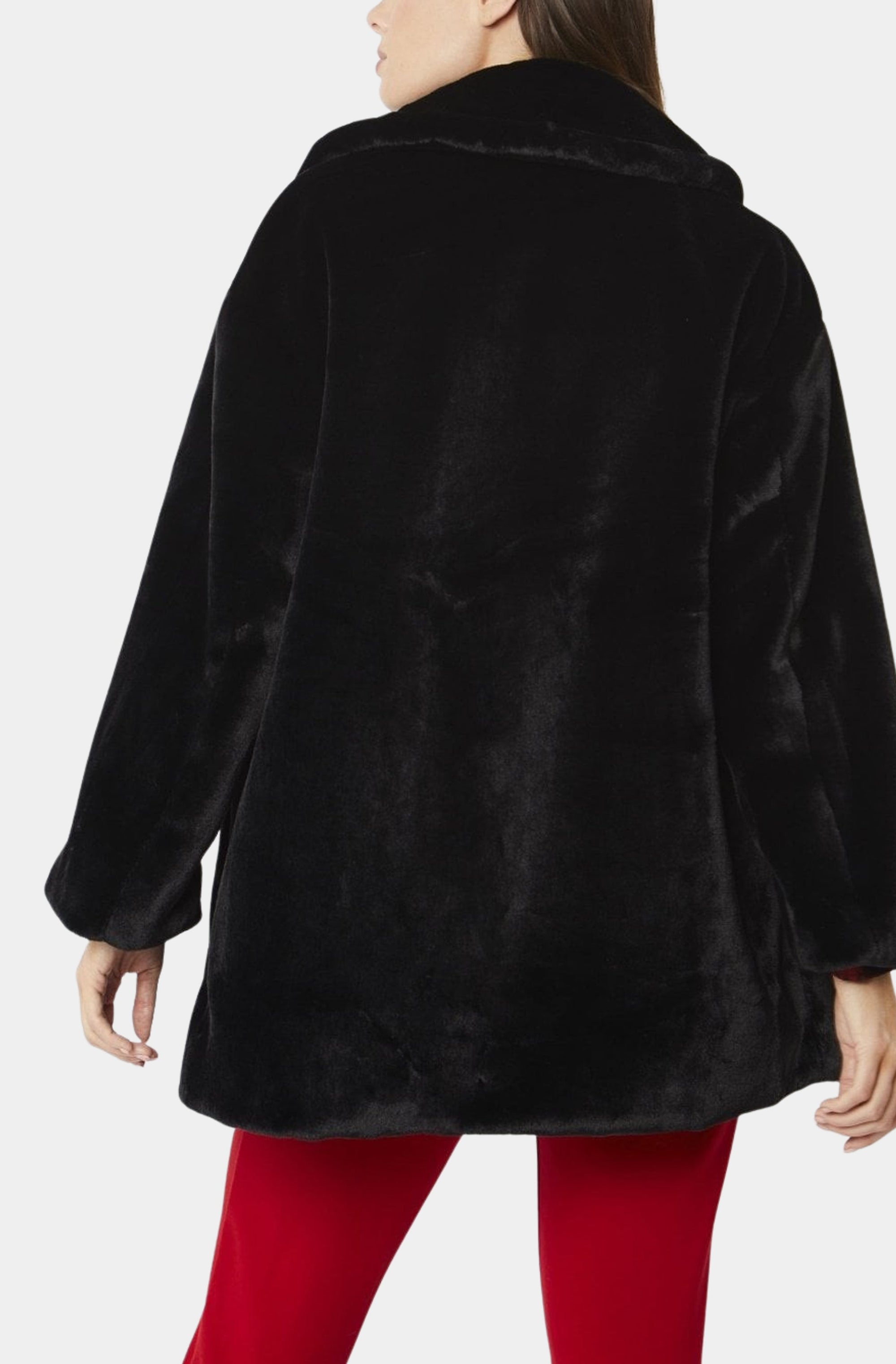 Black Faux Fur Midi Coat