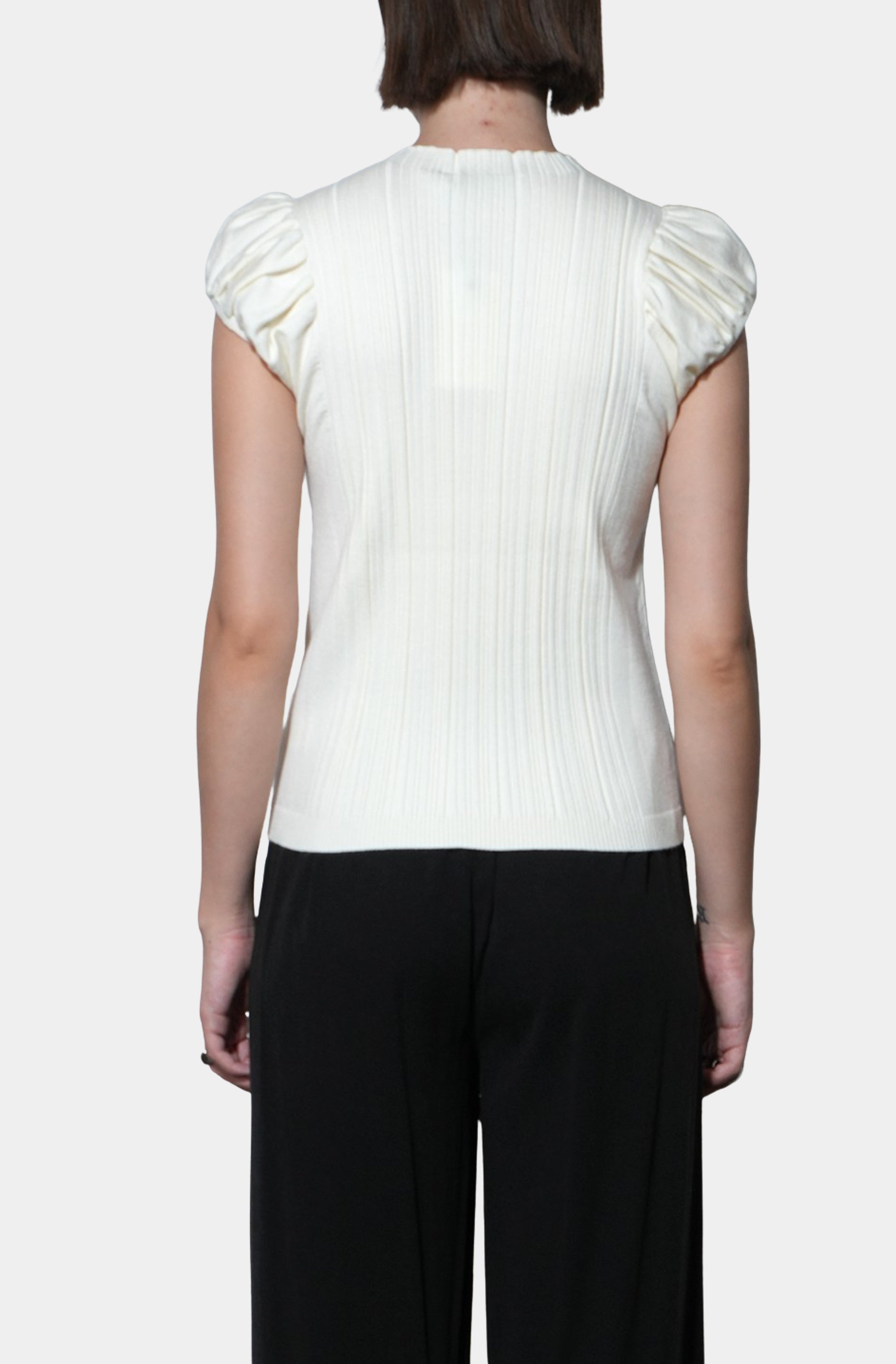 Austen Puff Cap Sleeve Rib Knit Top