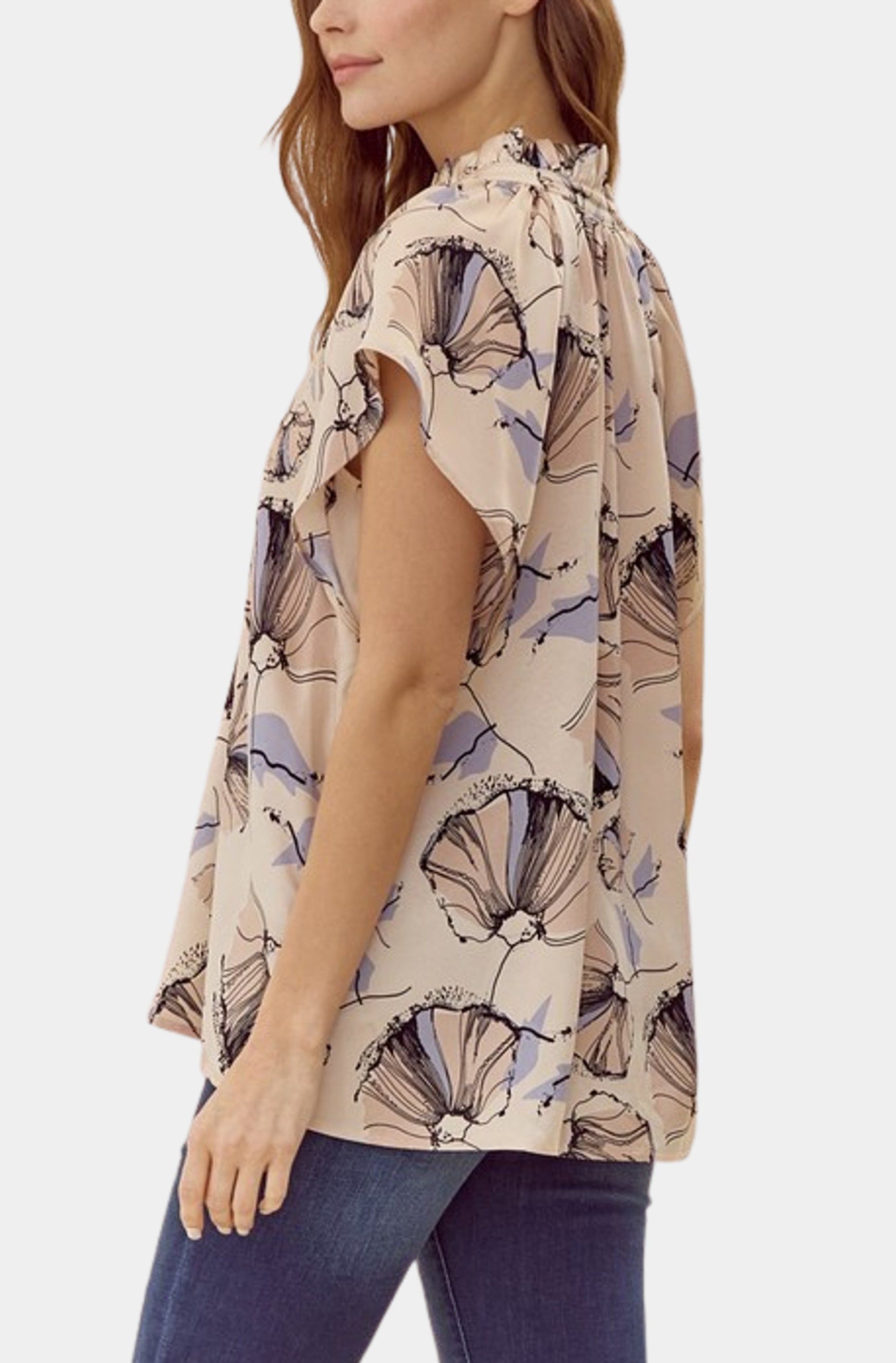 Flower Print Dolman Sleeves Top