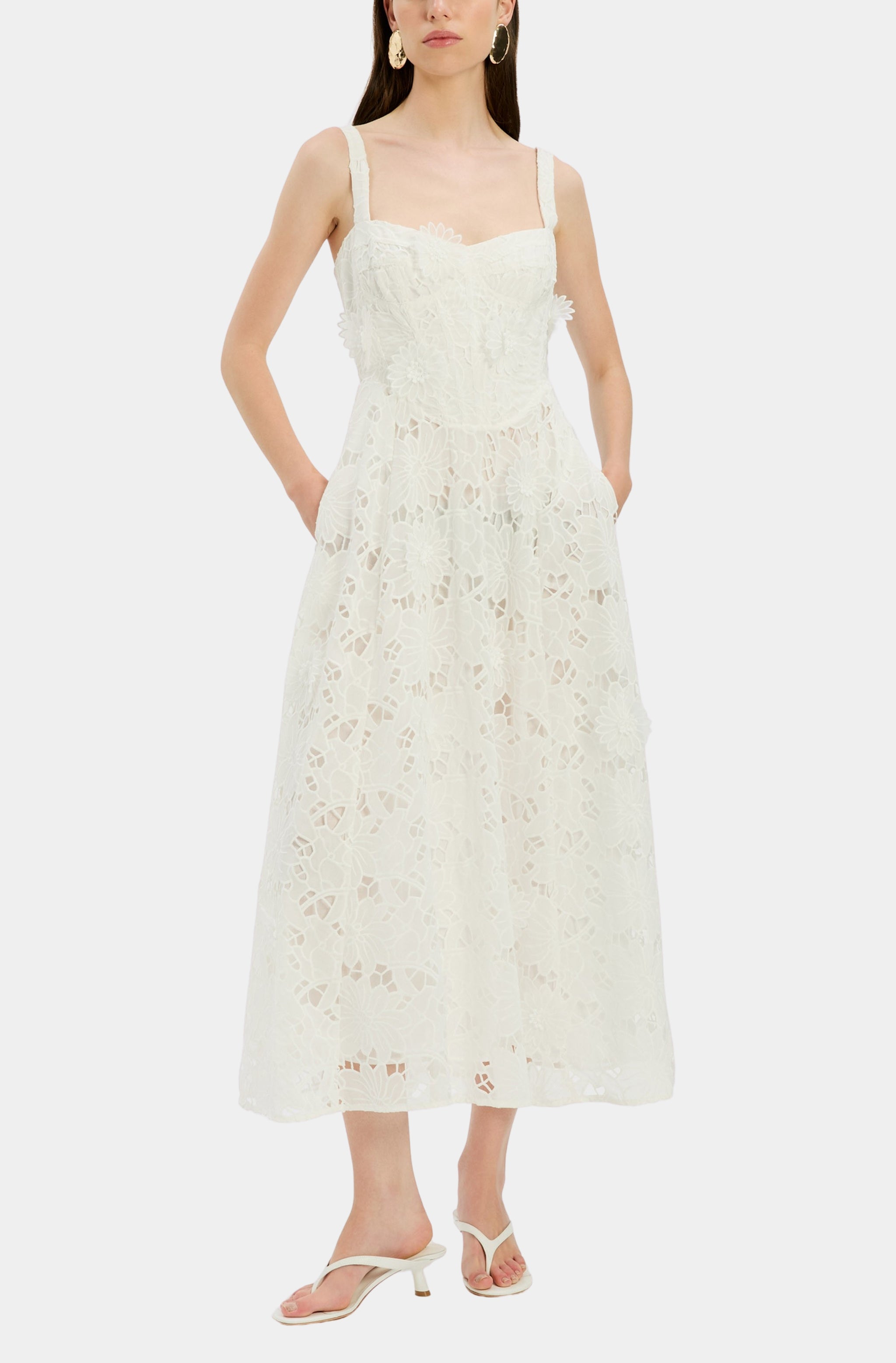 adaline broderie midi dress ADALINE PRINTED MIDI DRESS - YELLOW FLORAL