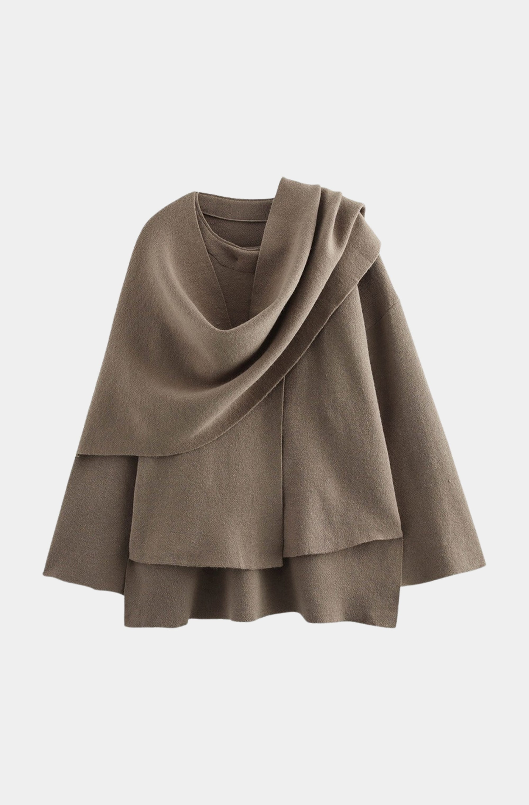 Draped Collar Layered Poncho