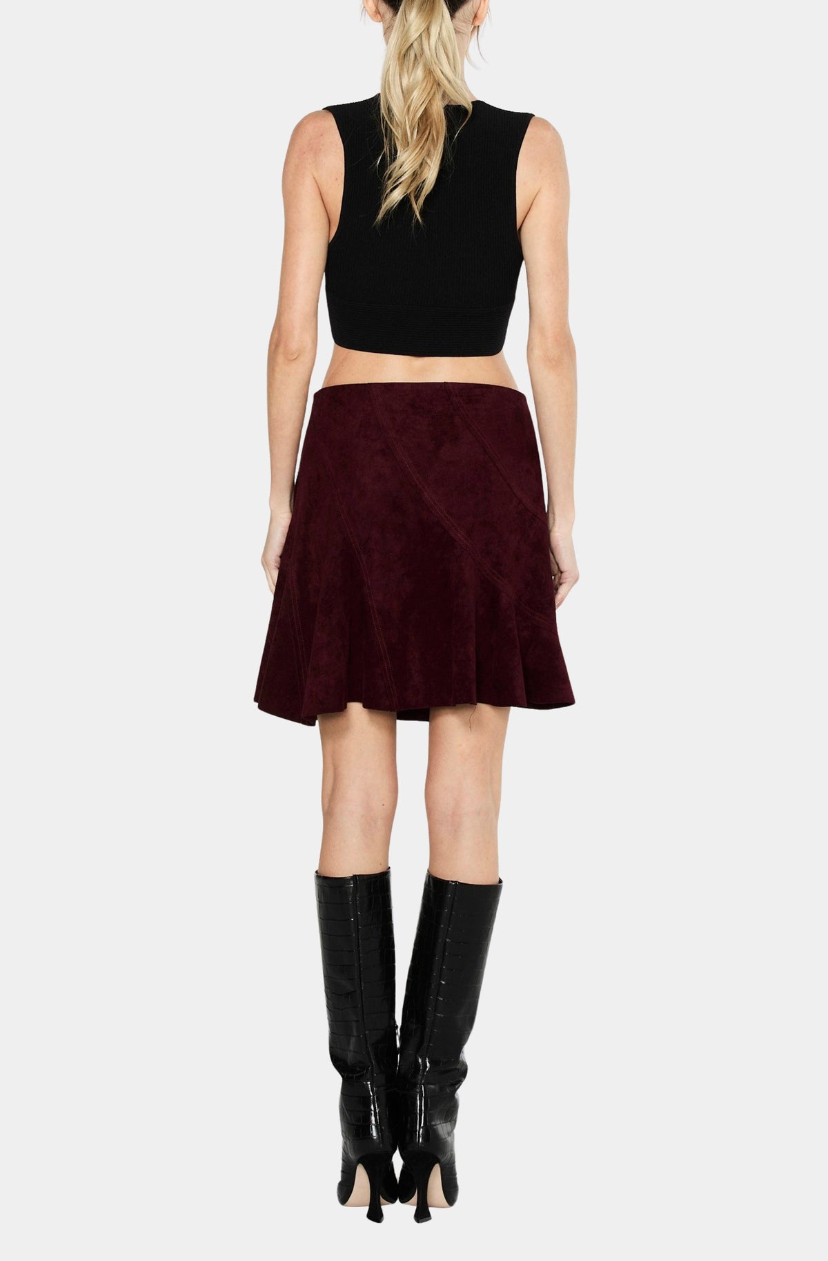 Aje Faux Suede Paneled Mini Skirt
