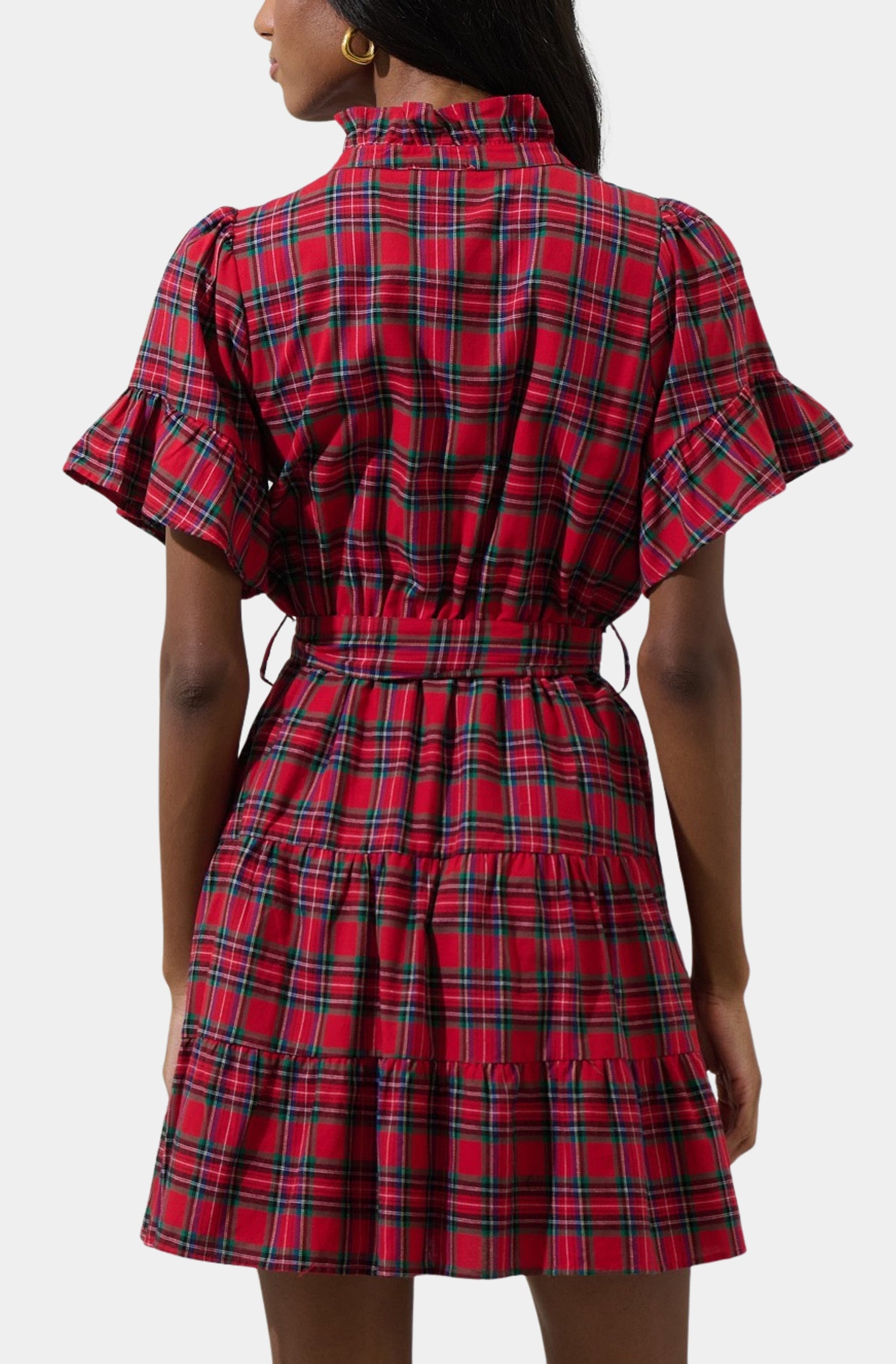 Arvada Plaid Cottonwood Ruffle Button Down Mini Dress