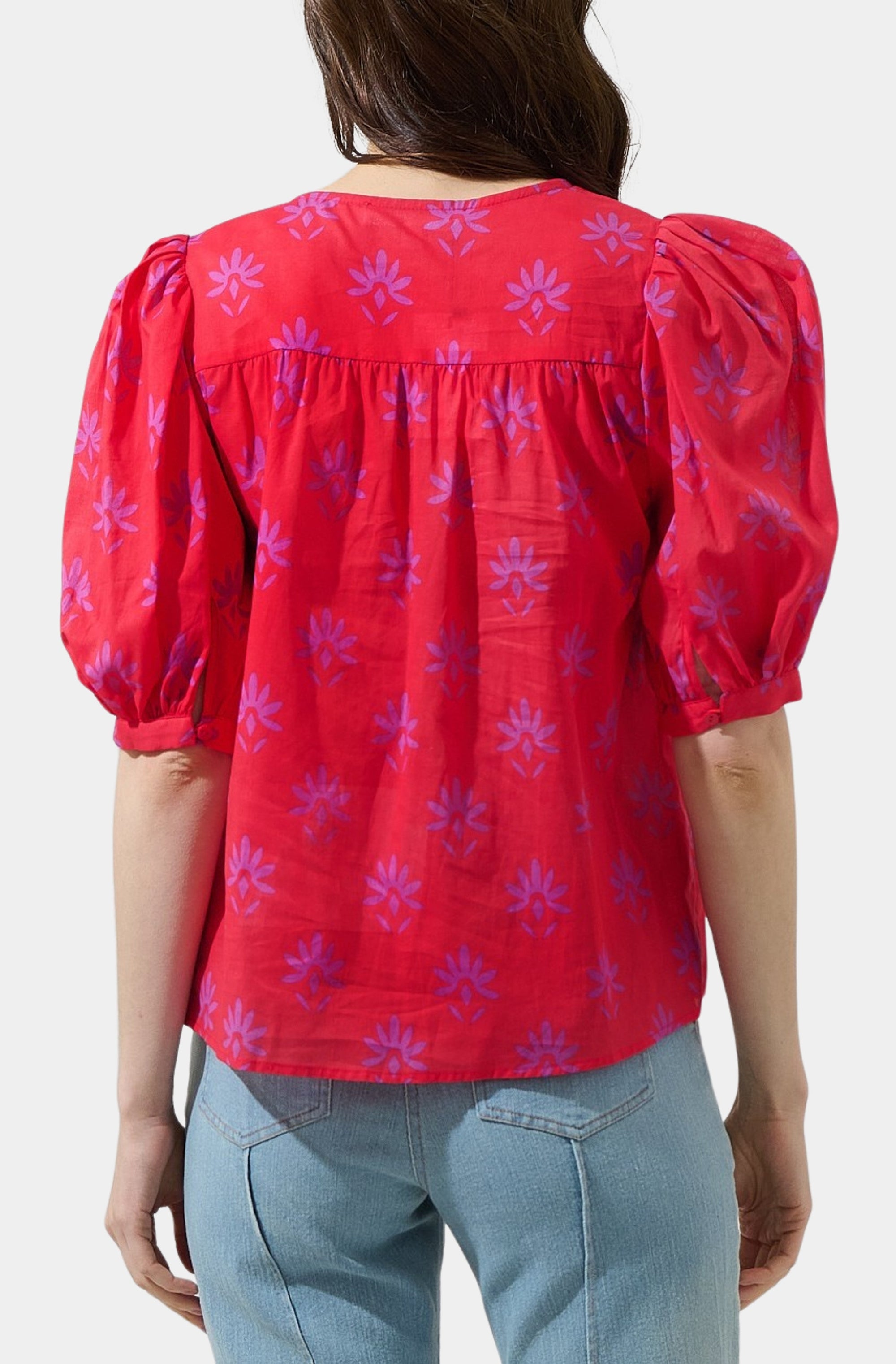 Delmas Floral Louisa Split Neck Top