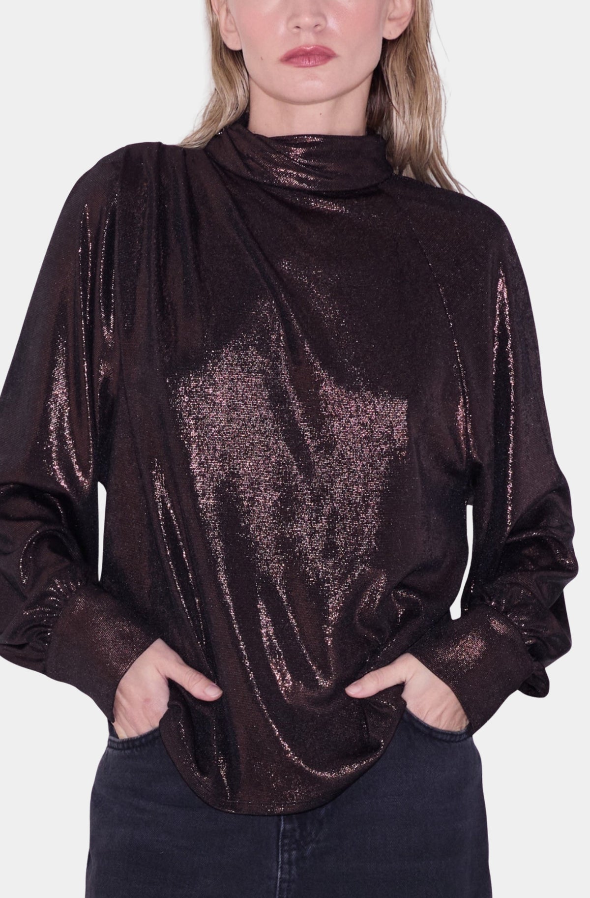 Jaci Shoulder Button Long Sleeve Blouse