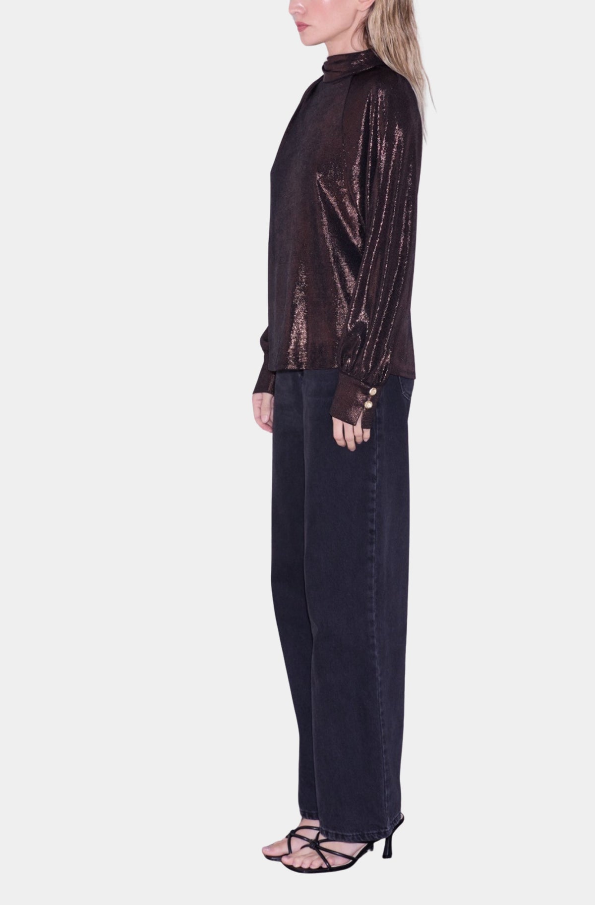 Jaci Shoulder Button Long Sleeve Blouse