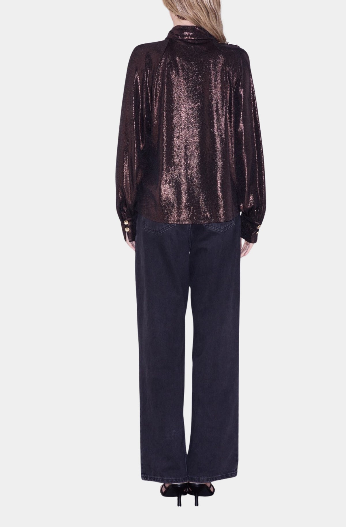 Jaci Shoulder Button Long Sleeve Blouse