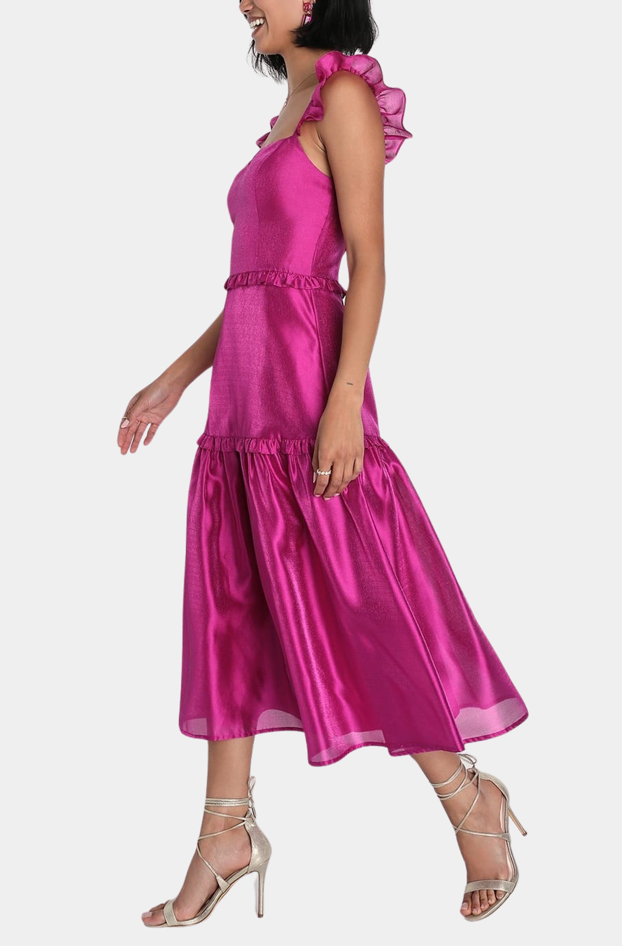 Effervescent Aesthetic Tiered Ruffled Midi Dress