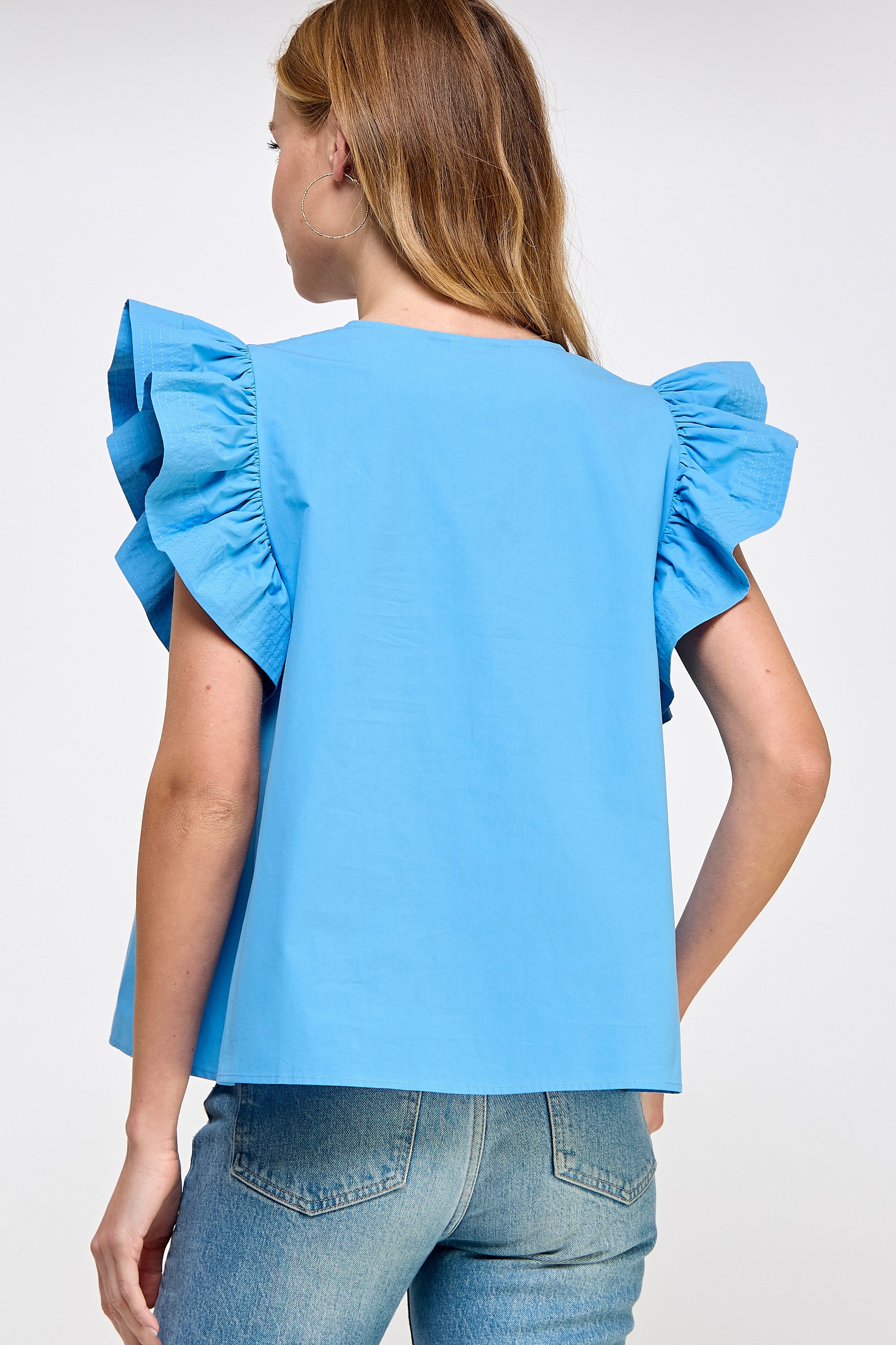 Flutter Sleeve Poplin Top