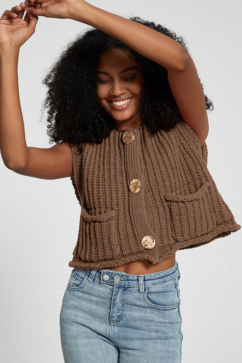 Button Front Knitted Vest