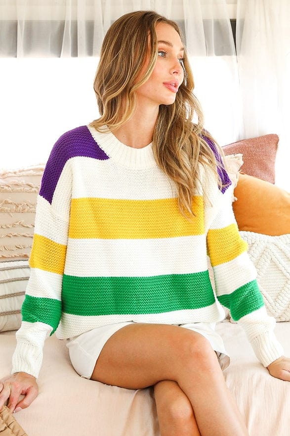 Mardi Gras Colorblock Sweater