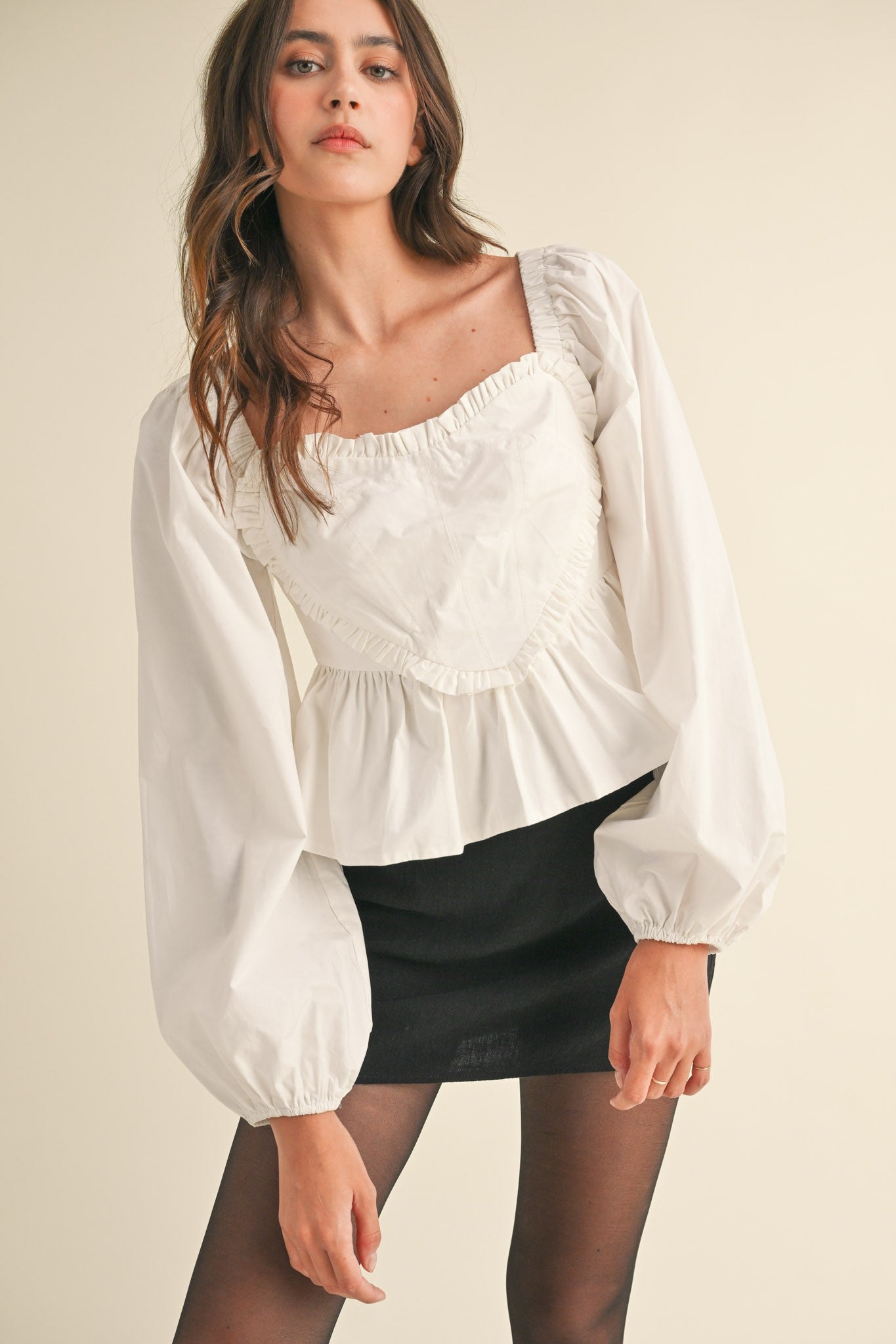 Heart Shaped Ruffle Peplum Hem Top