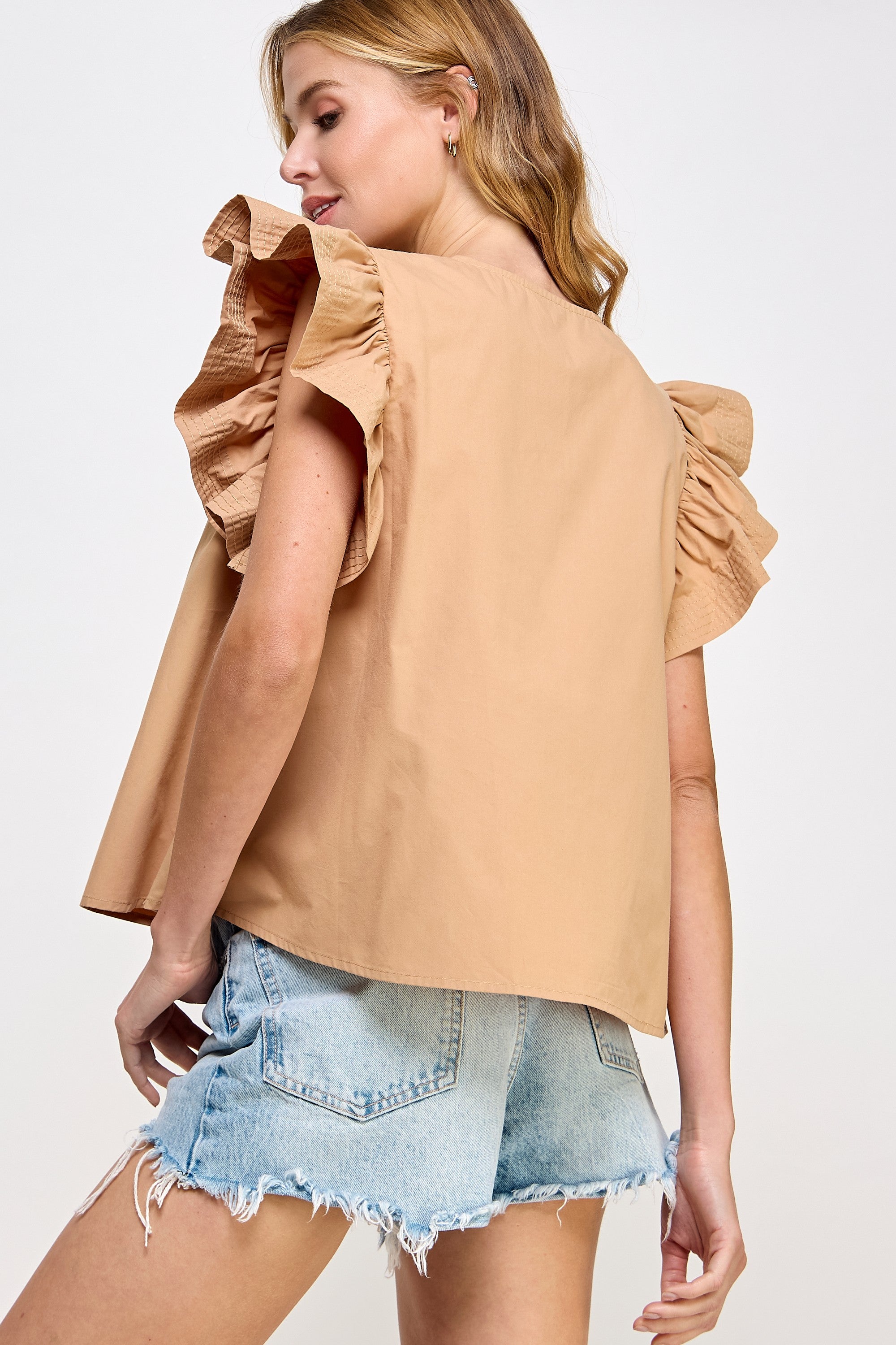 Flutter Sleeve Poplin Top