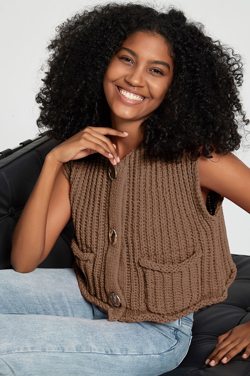 Button Front Knitted Vest